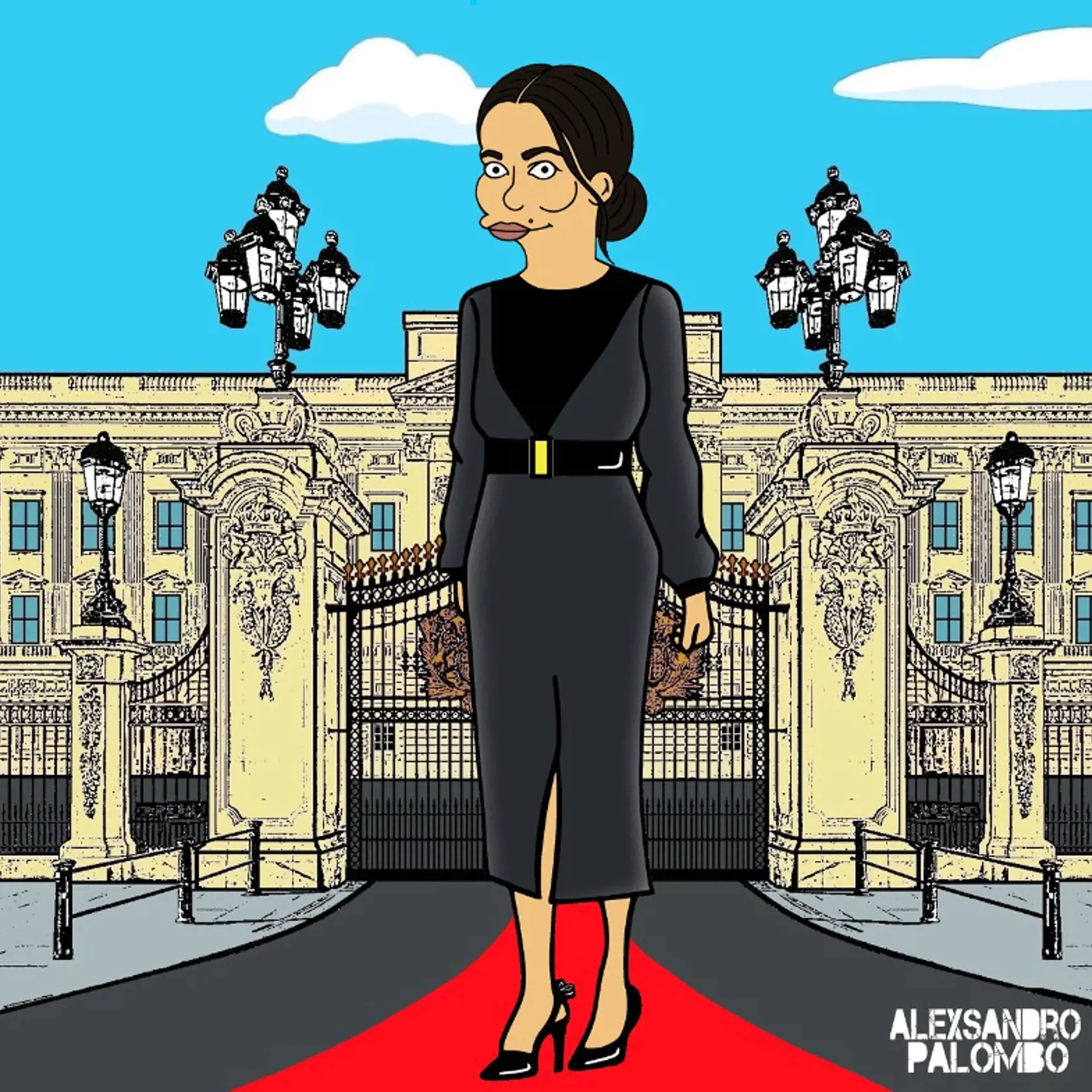 Meghan Markle pred Buckinghamským palácom. Uf, ale čo tie šaty?