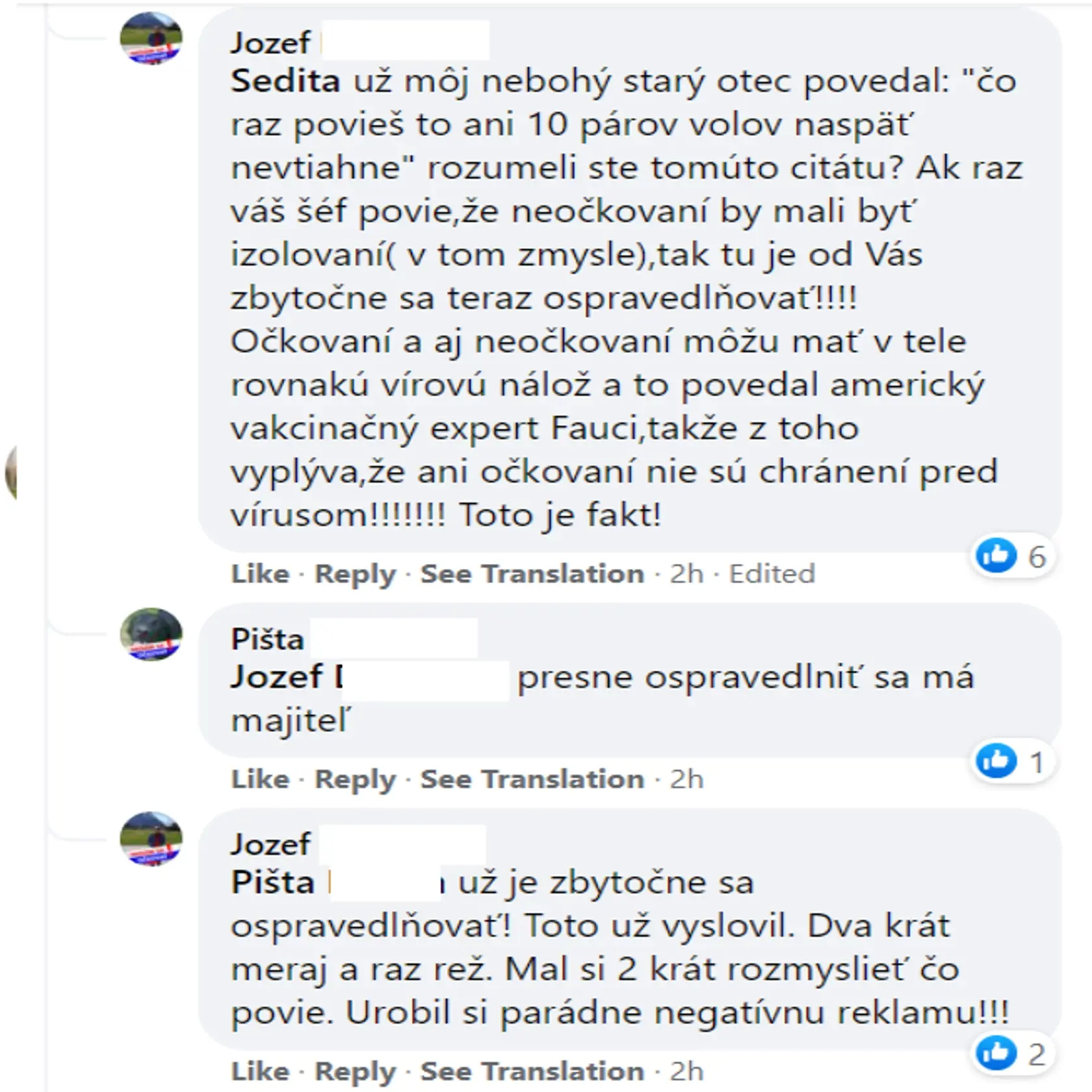 Komentáre Slovákov k výroku majiteľa Sedity.