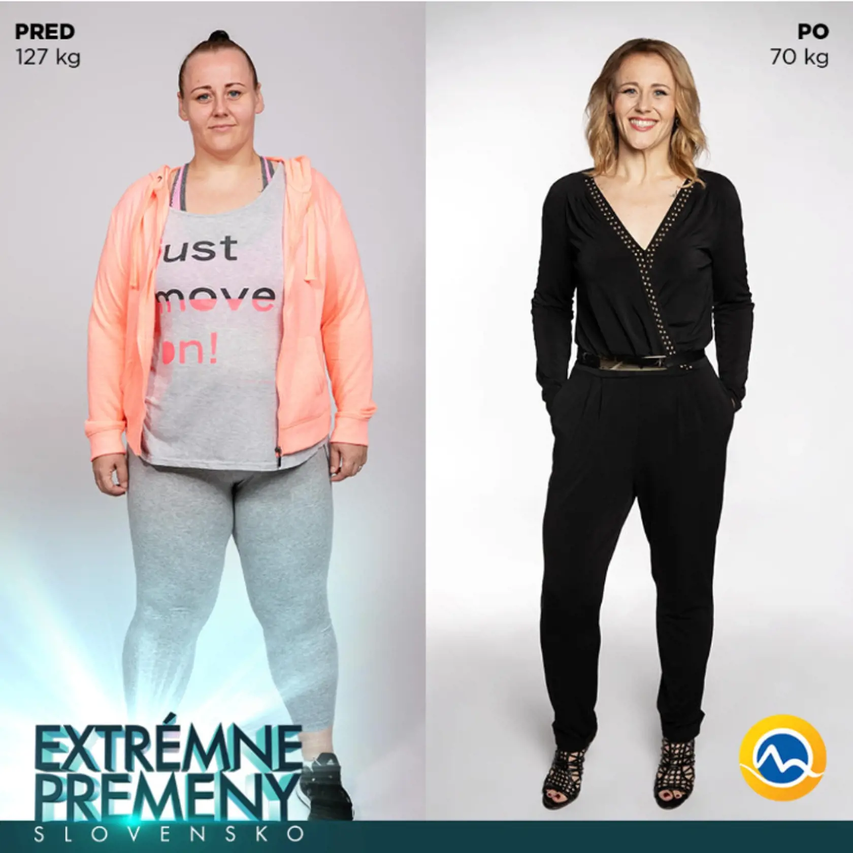 V závere šou vážila len 70 kilogramov. Ako sa jej darilo s odstupom času? „Váhu si stále držím. Nemohla som teraz nejaký čas cvičiť, pretože mám za sebou aj druhú plastickú operáciu, ale už opäť naplno cvičím,“ prezradila Monika po natáčaní, ktorá sa okrem odstránenia ovísajúcej kože na bruchu a nohách rozhodla pre ďalší zákrok zameraný na ruky a prsia.