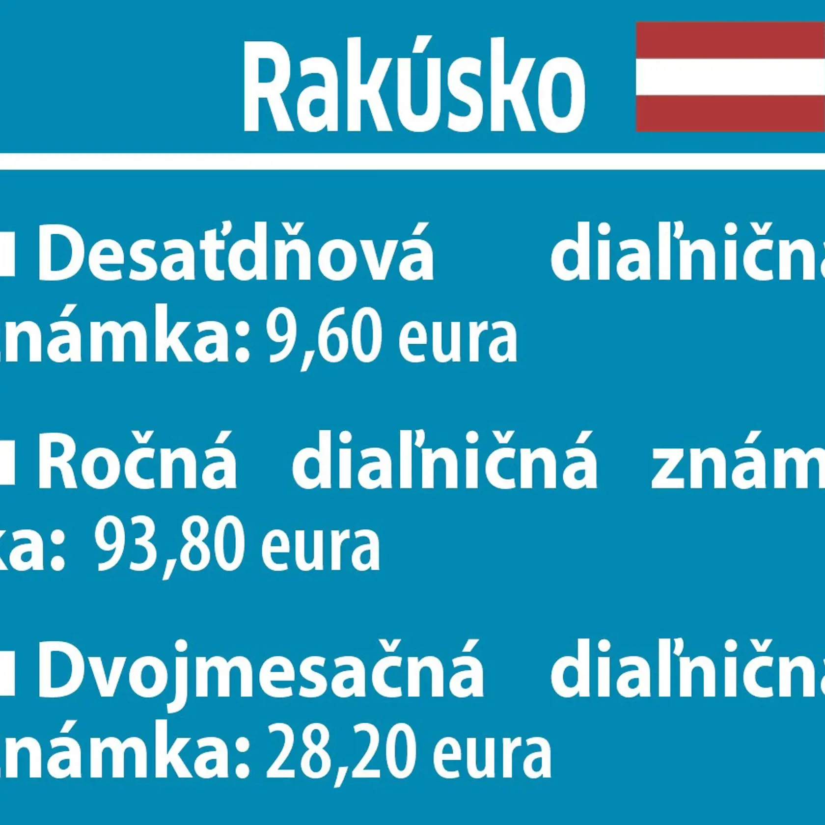 Rakúska 10-dňová lacnejšia ako na Slovensku, ročná o polovicu drahšia.