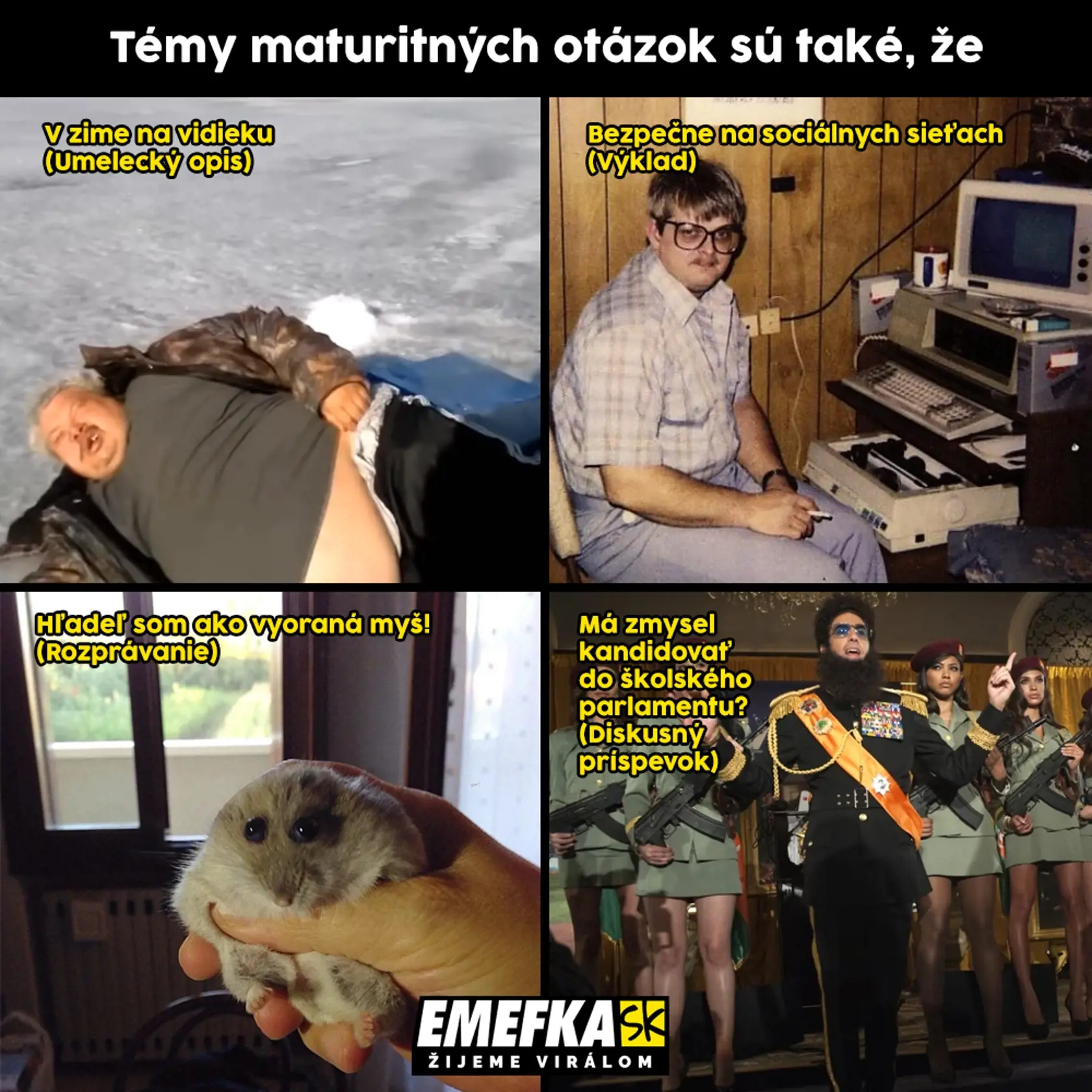 Obľúbená meme stránka si do parády vzala aj samotnú maturitu.