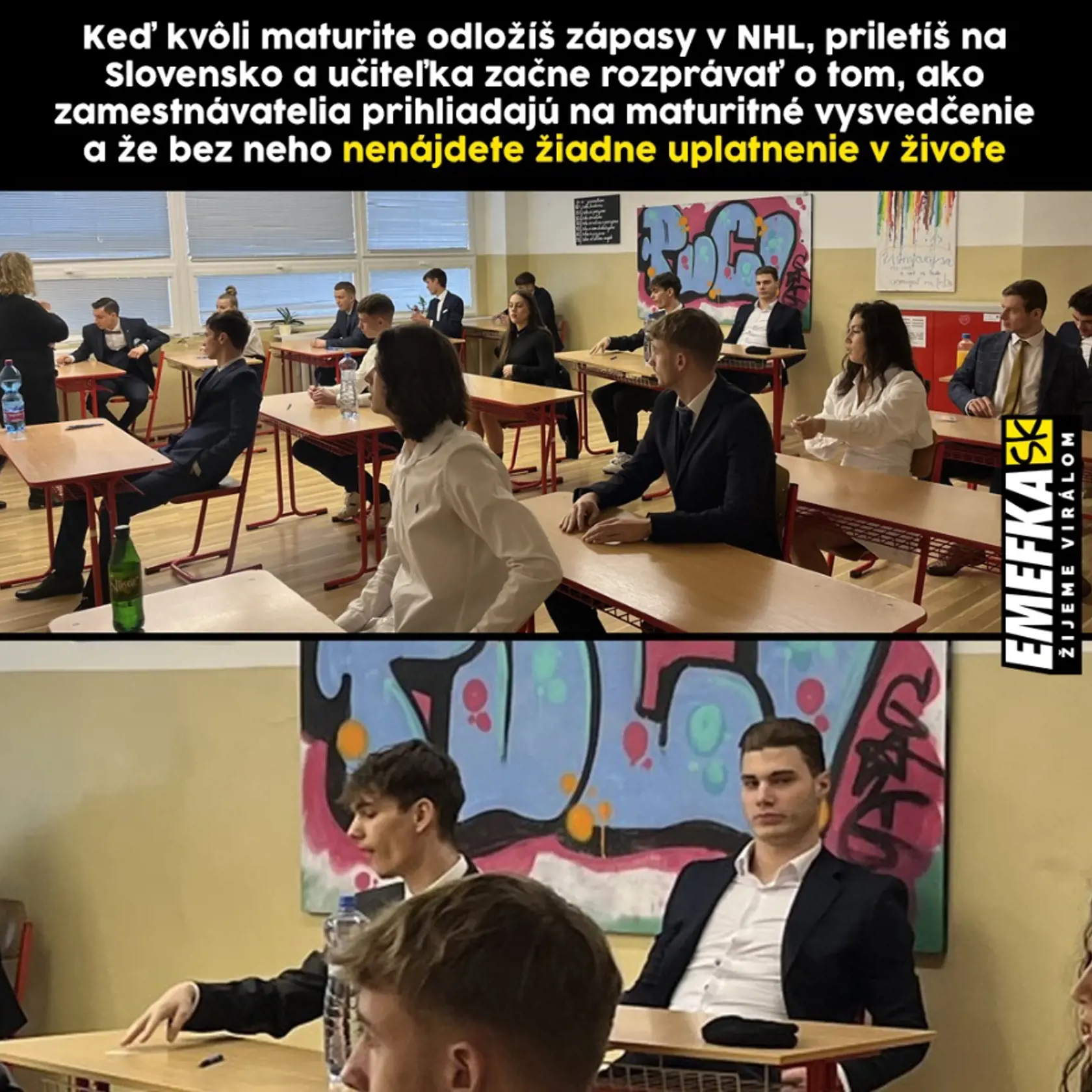 Slafkovského výraz na písomných maturitách baví celý internet.