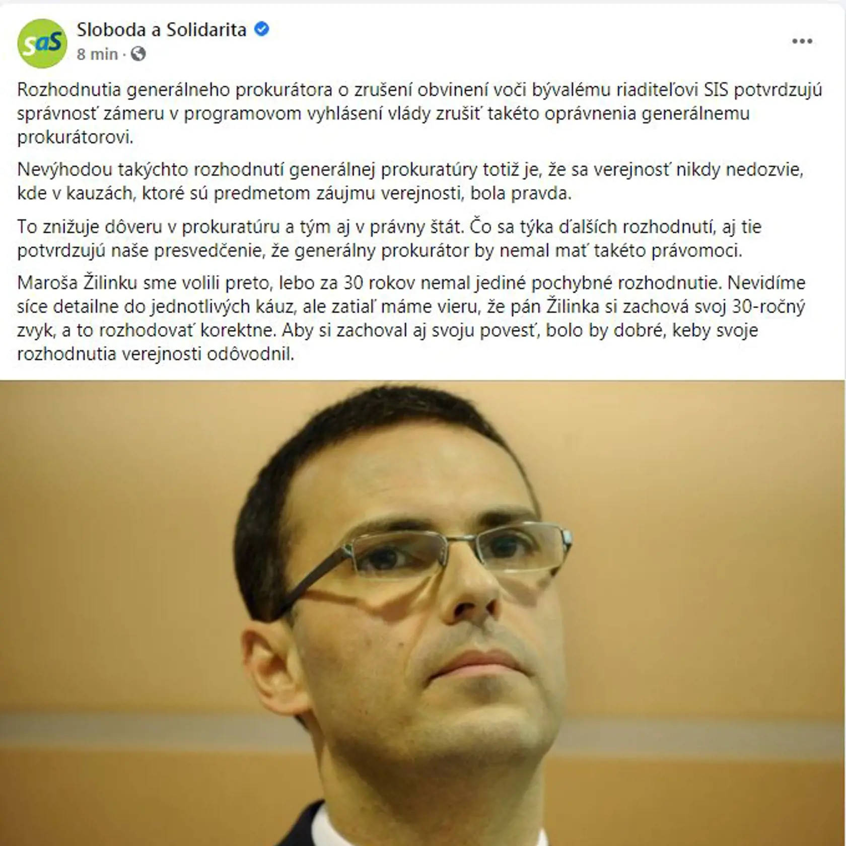 Reakcia strany Sloboda a Solidarita.