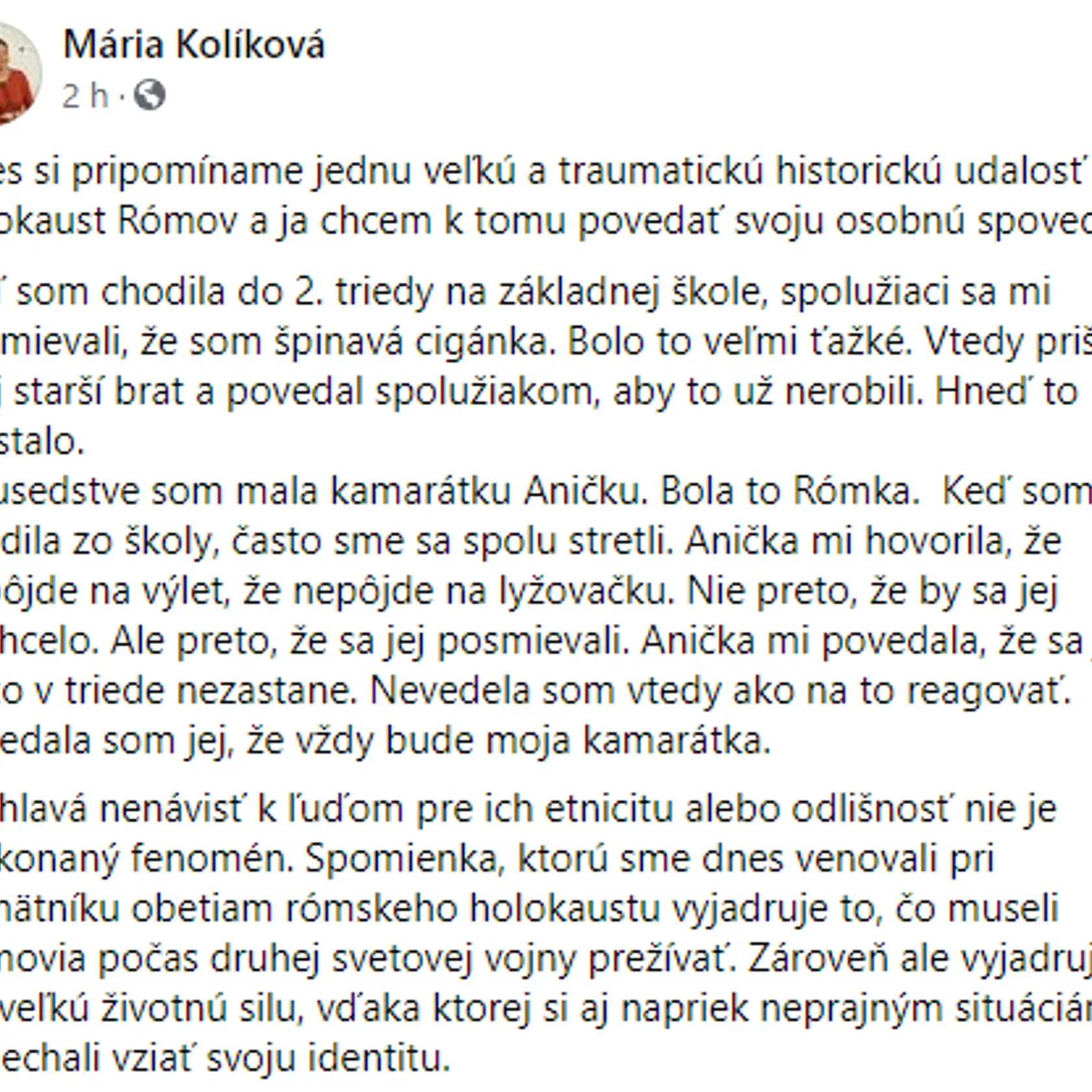 Dojemný status Márie Kolíkovej, ktorý trhá srdce.