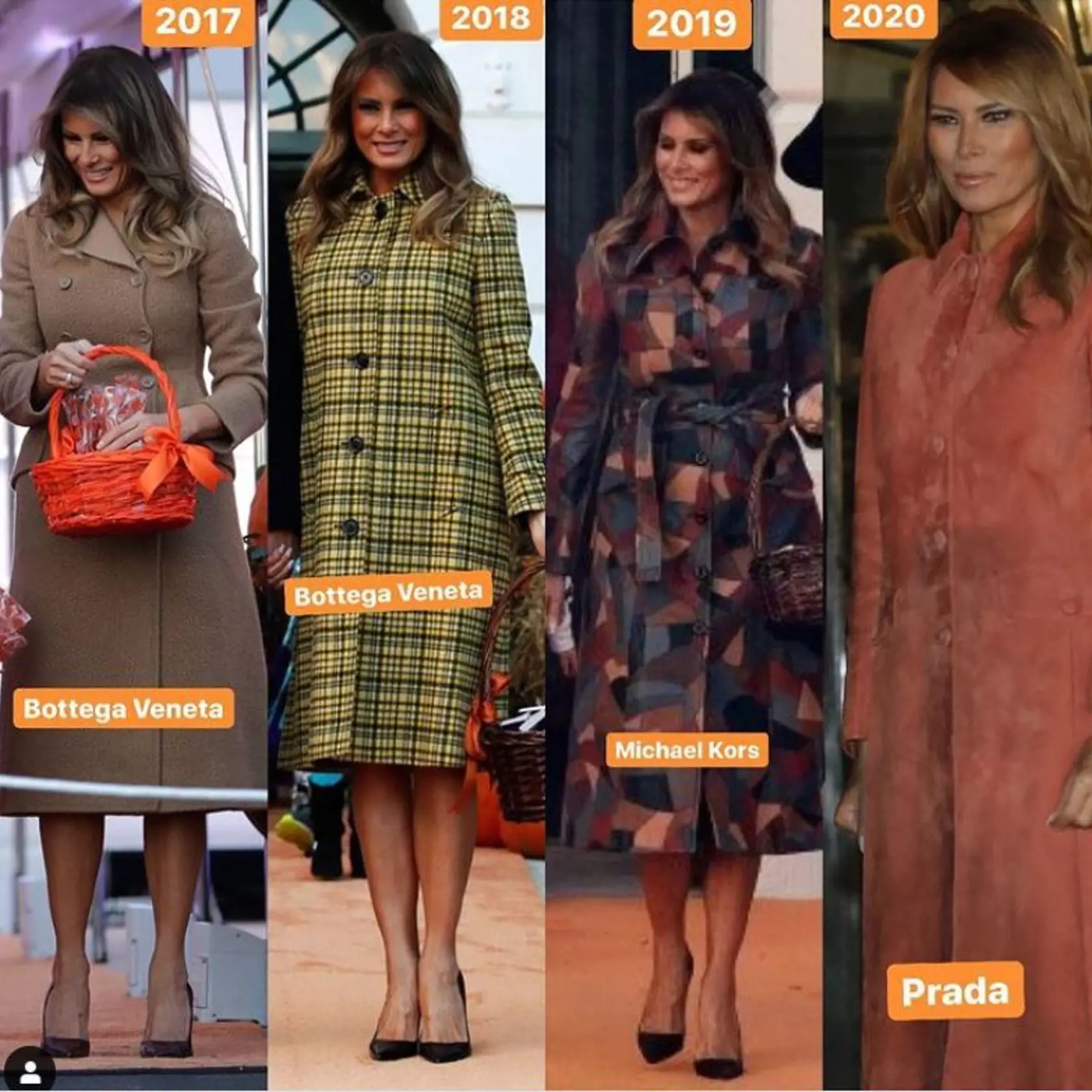 Melania Trump a jej tisícové kabáty na Halloweena.