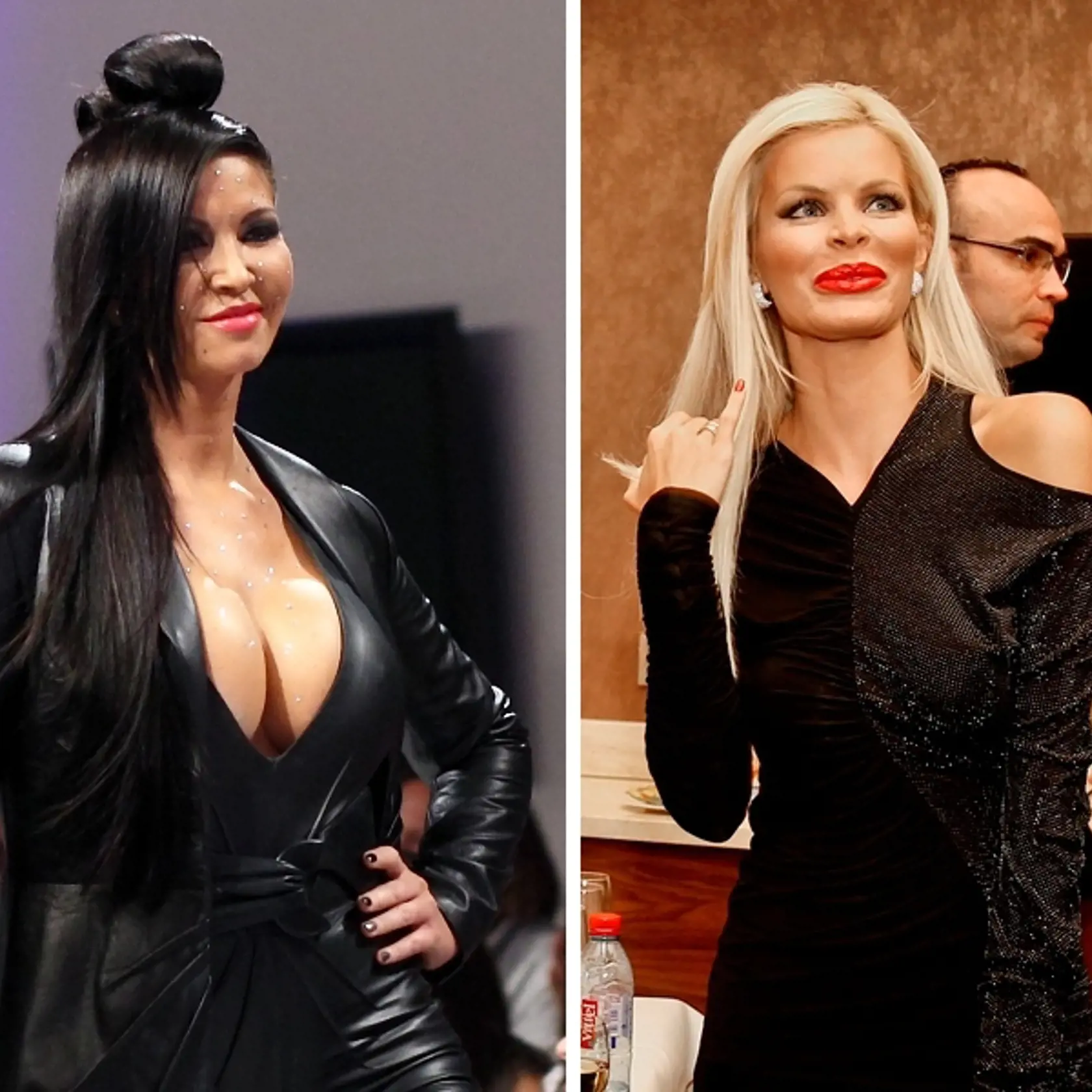 Patrícia Vitteková (vľavo) ukazuje plný dekolt, Silvia Kucherenko obrovské pery.