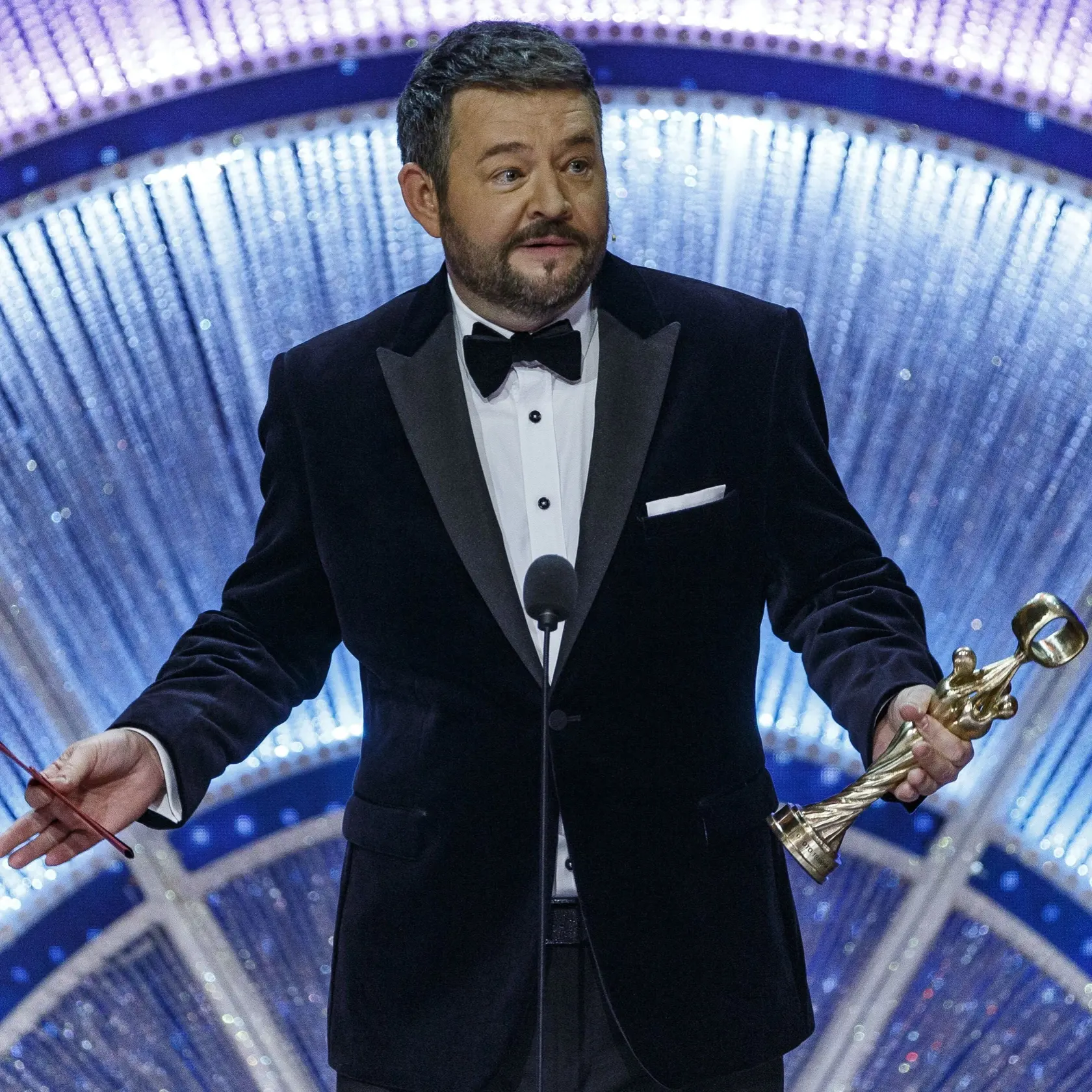 Na snímke Michal Hudák počas priameho prenosu z galavečera OTO 2019.