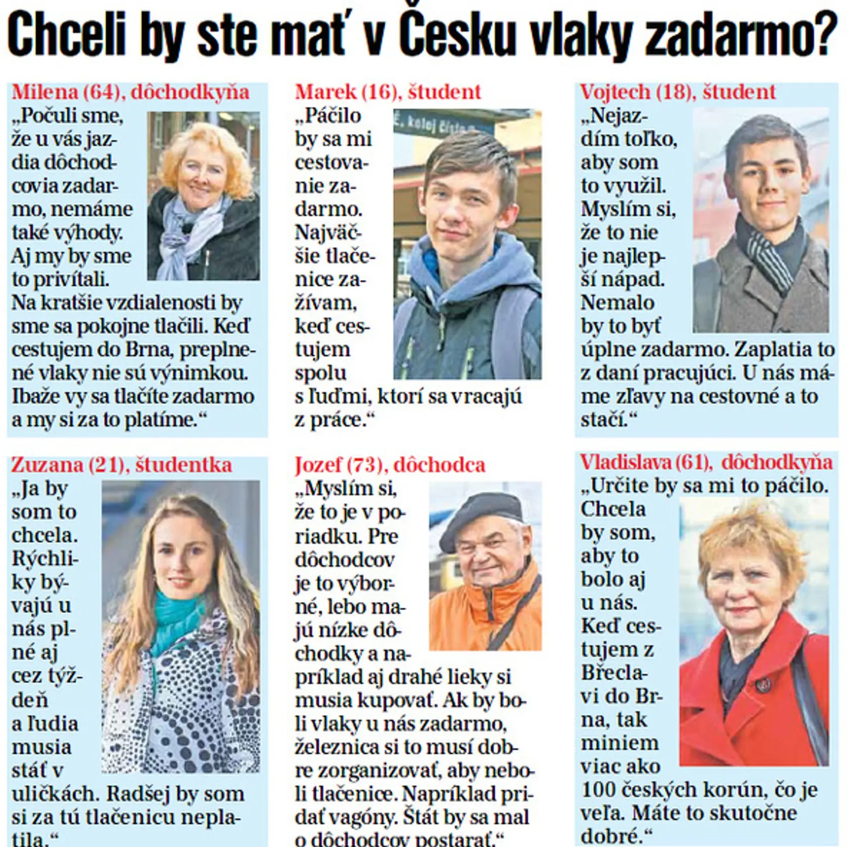 Anketa: Chceli by ste mať v Česku vlaky zadarmo?