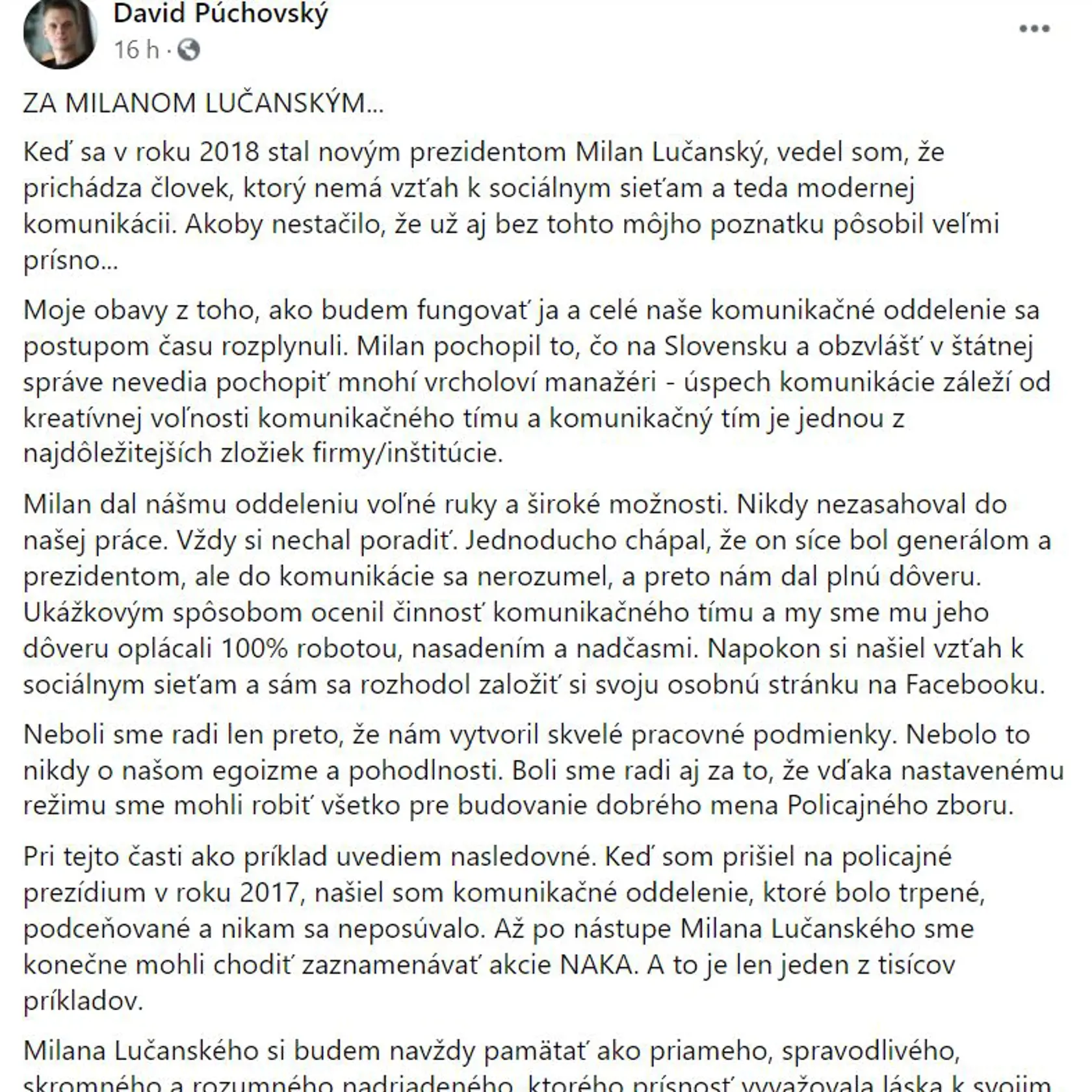 David Púchovský - o Milanovi Lučanskom - 1. časť