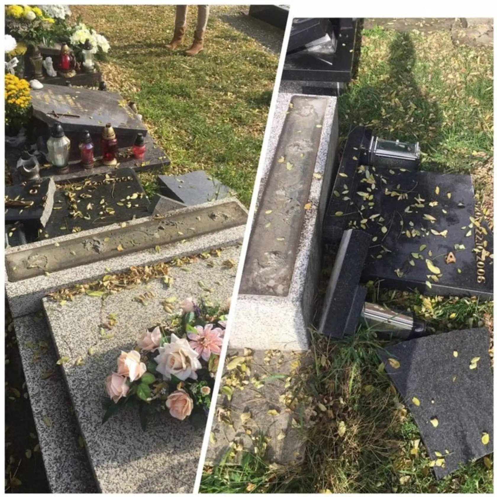 Dedkov hrob úplne zničili.