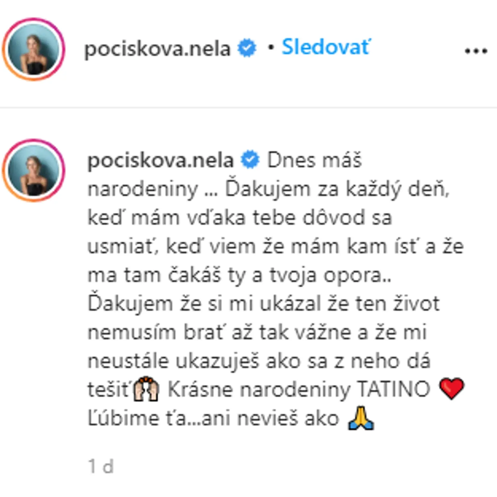 Nela Pocisková venovala svojmu mužovi krásne slová