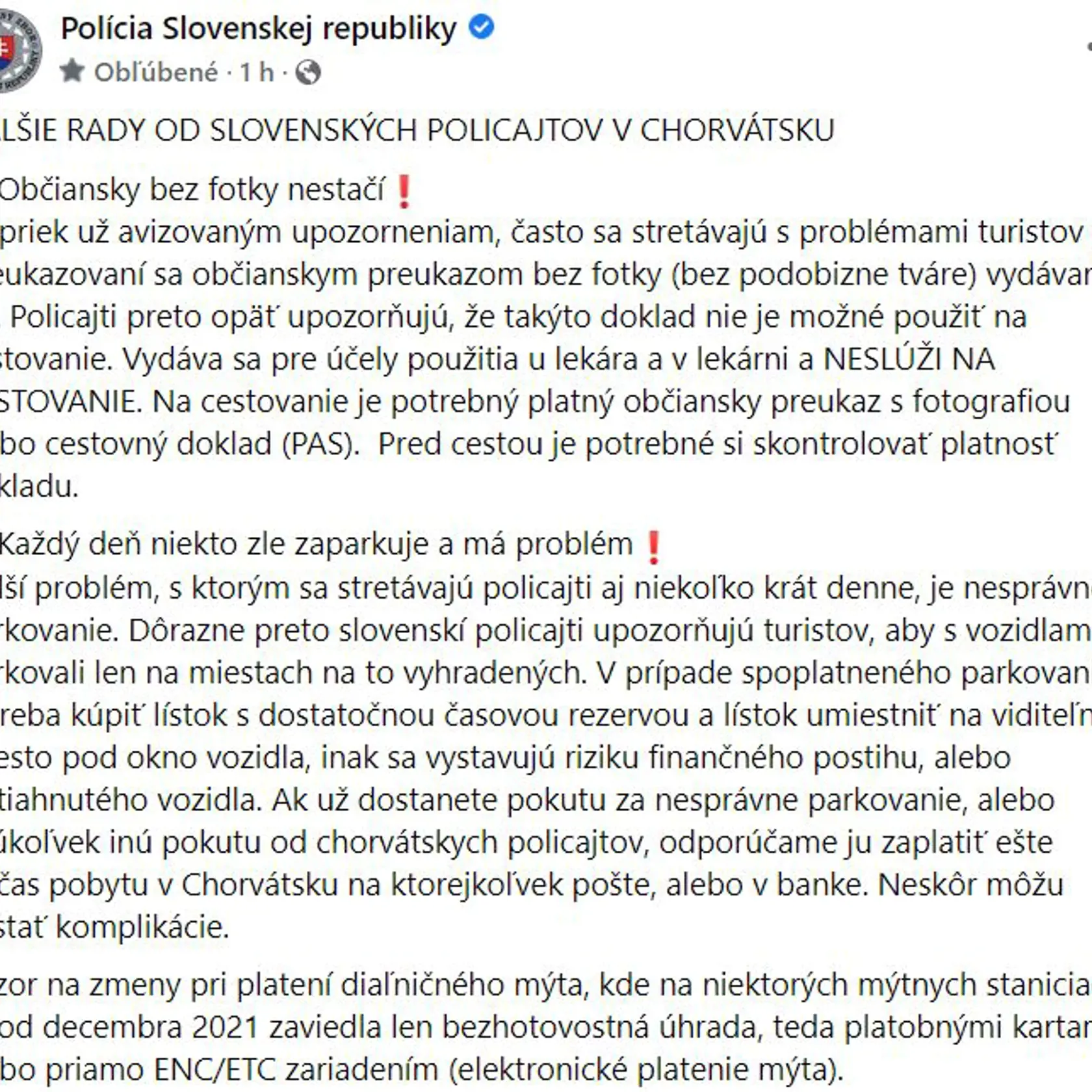 RADY OD SLOVENSKÝCH POLICAJTOV V CHORVÁTSKU