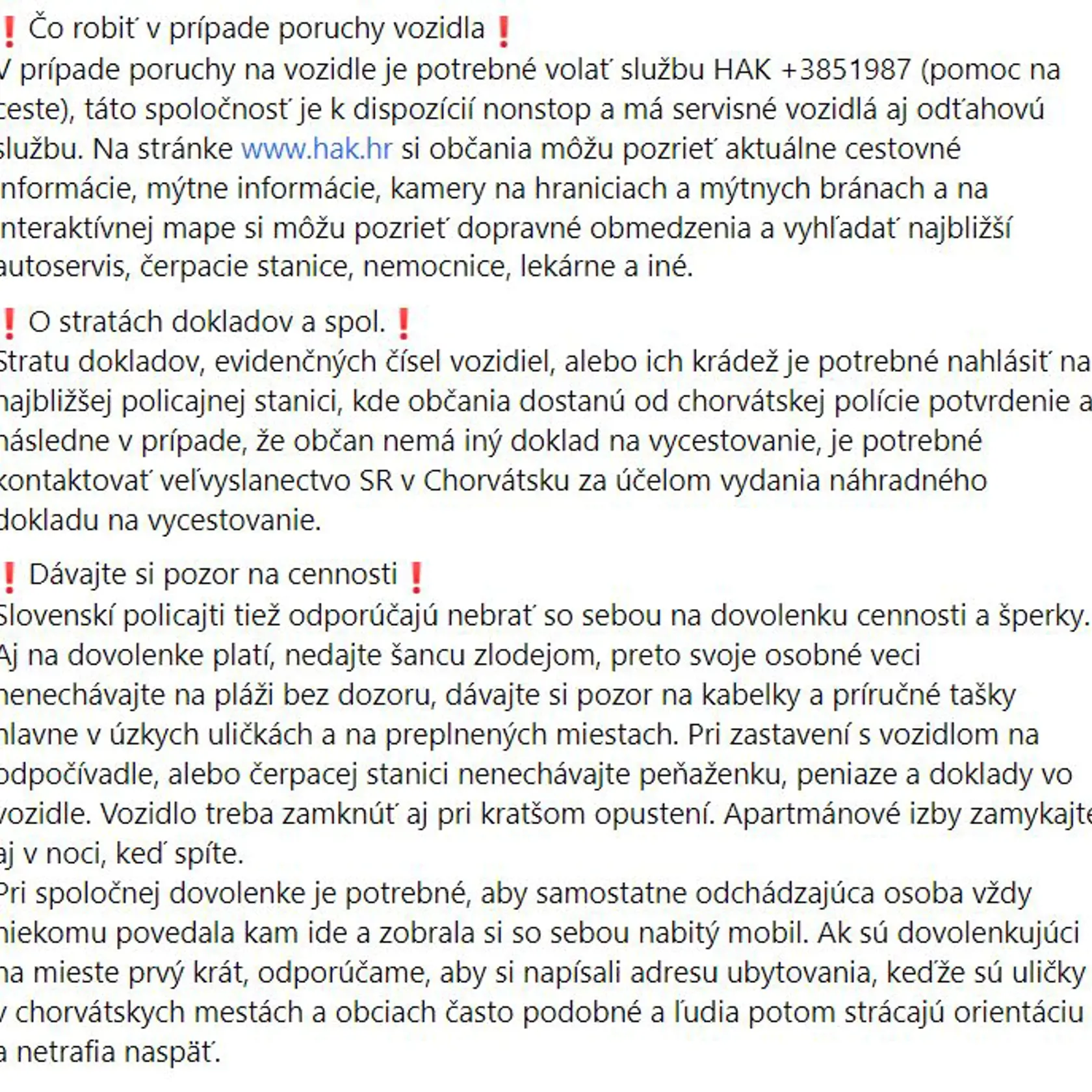 RADY OD SLOVENSKÝCH POLICAJTOV V CHORVÁTSKU