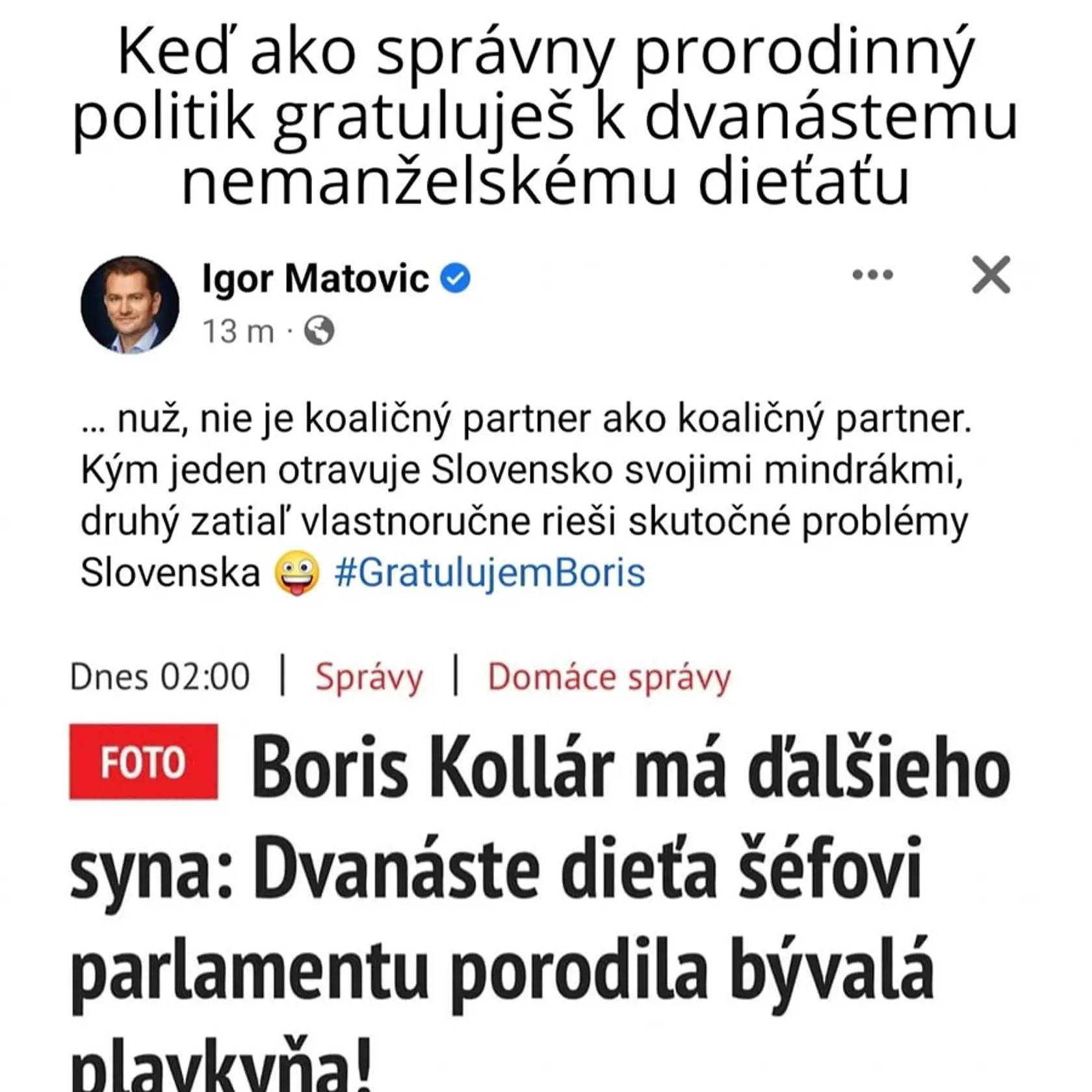 Satirická stránka Zomri svojským spôsobom reagovala na najnovší status ministra financií Igora Matoviča (OĽaNO).