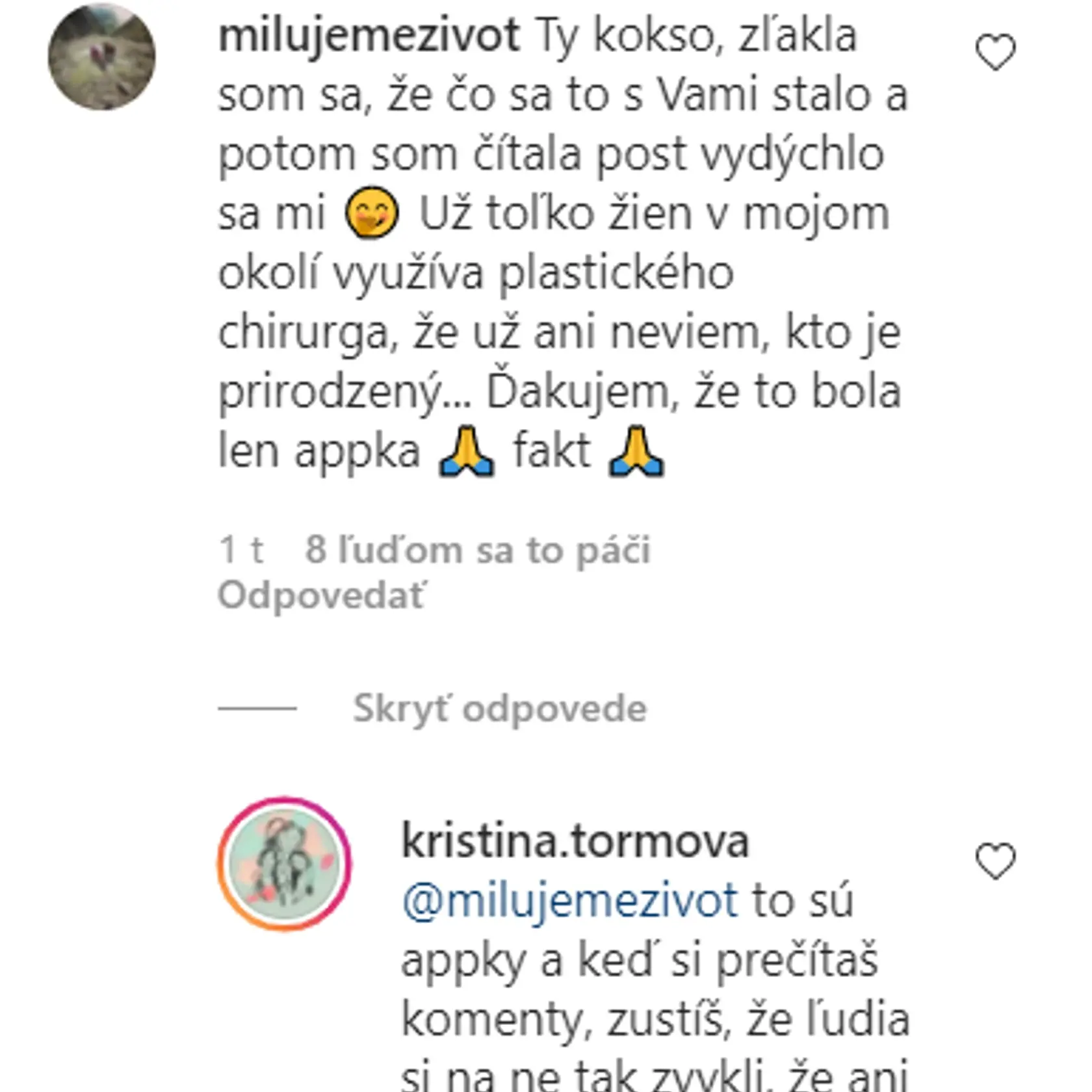 Mnohí veľmi rýchlo pochopili, že ide o "fake" Kristínu. 