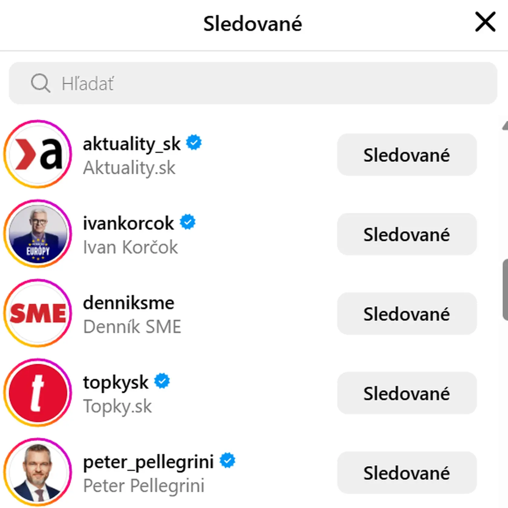 Zoroslav Kollár sleduje na Instagrame len politikov a médiá. A záhadne aj jednu jedinú herečku...