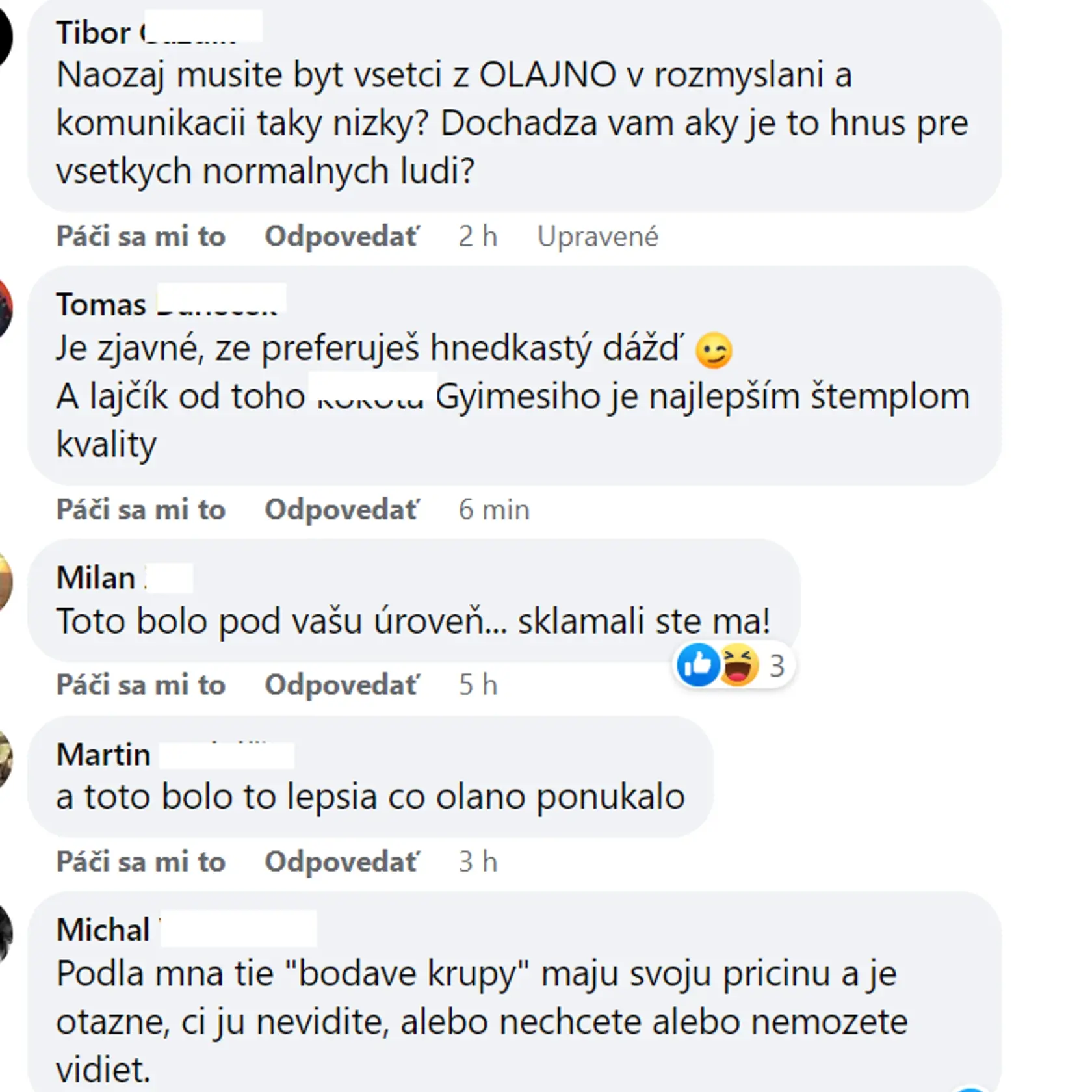 Ľudia reagujú na post Gábora Grendela