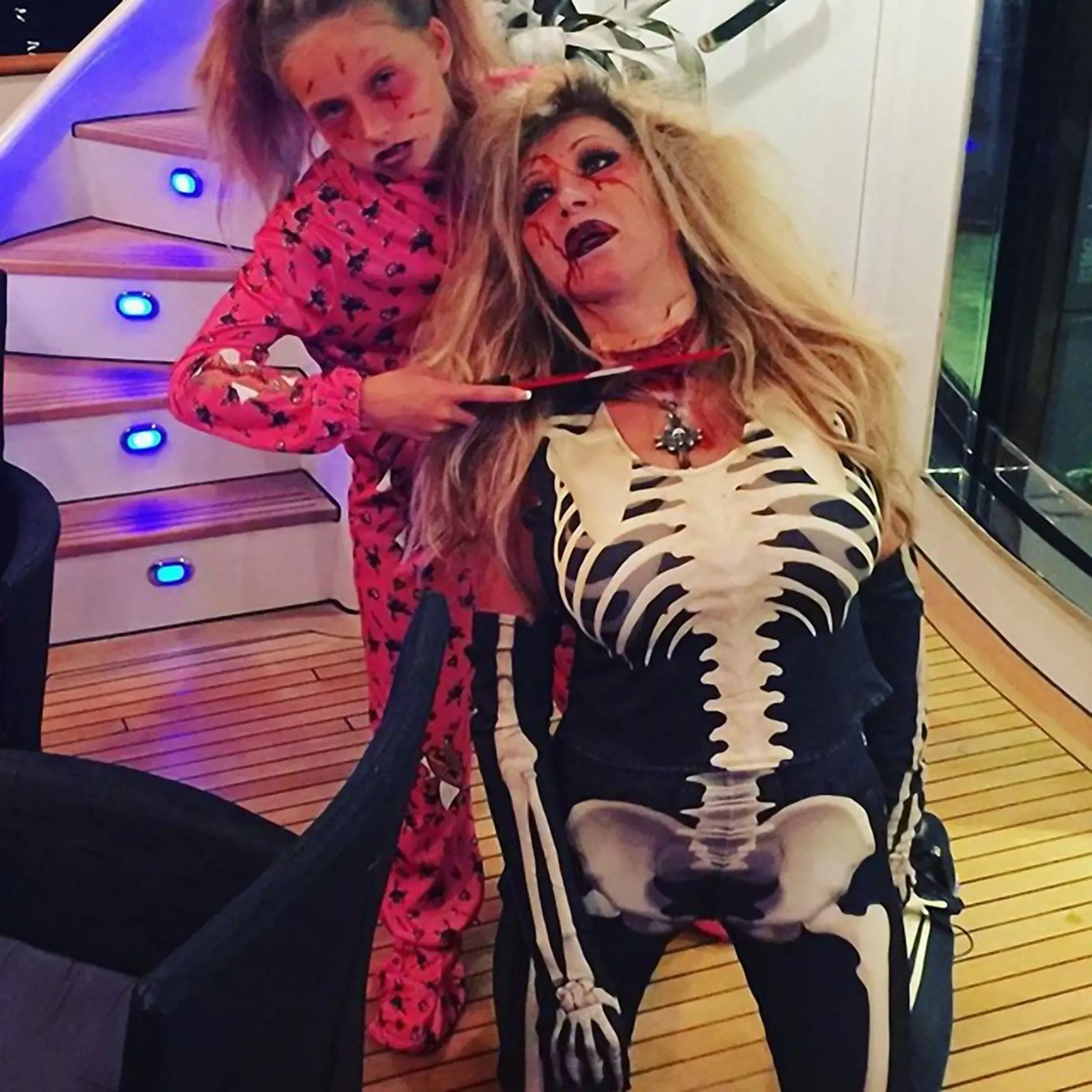 Carmen Geiss has posted a photo on Instagram with the following remarks: The first cut is the deepest!!! Happy Halloween!! #halloween#dee #costum#boa #curasao #child  Instagram, 2015-11-04 11:18:36.  Photo supplied by insight media. Service fee applies.  This is a private photo posted on social networks and supplied by this Agency. This Agency does not claim any ownership including but not limited to copyright or license in the attached material. Fees charged by this Agency are for Agency's serv