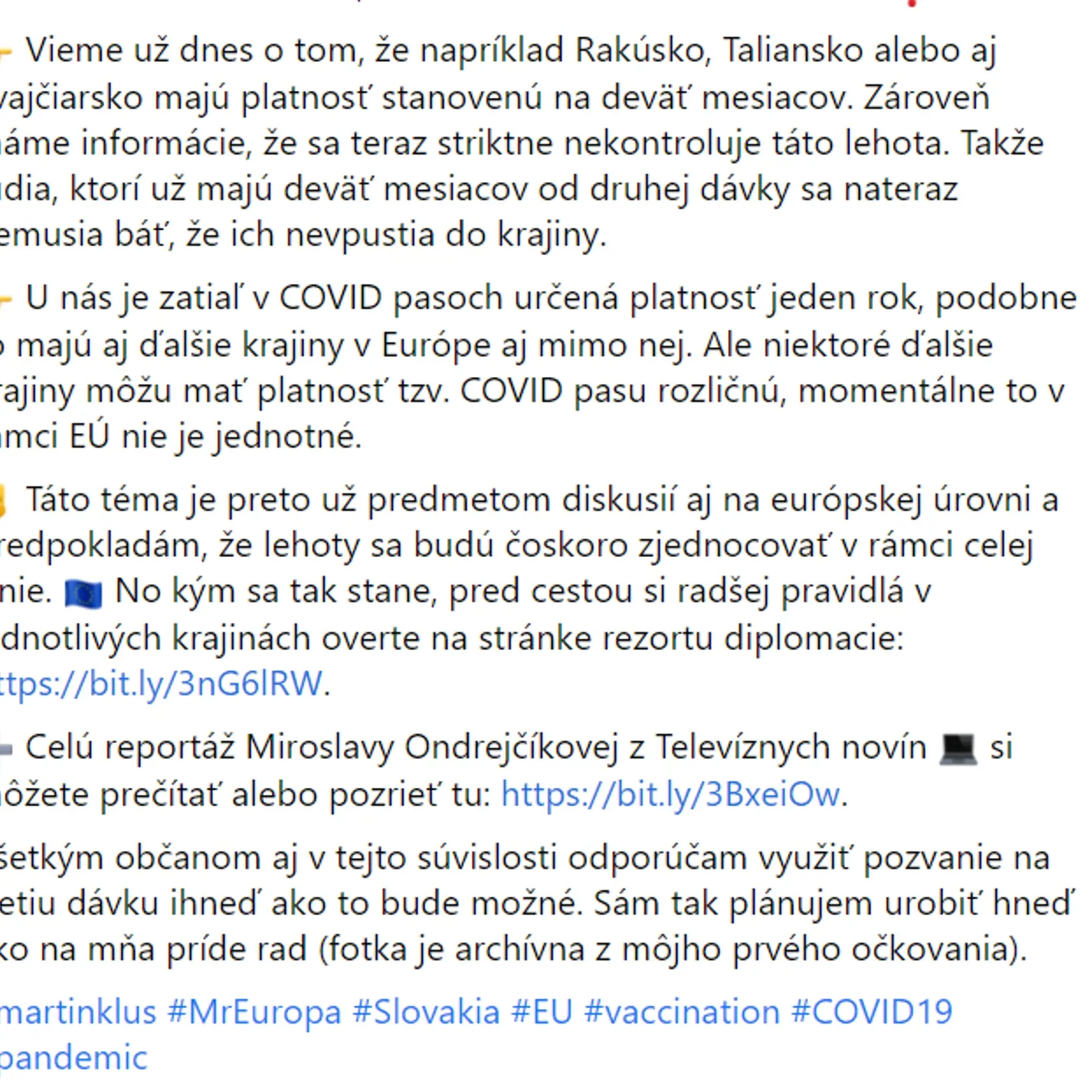 Klus: Na vstup do niektorých krajín bude potrebná 3. dávka očkovanie
status 2/3