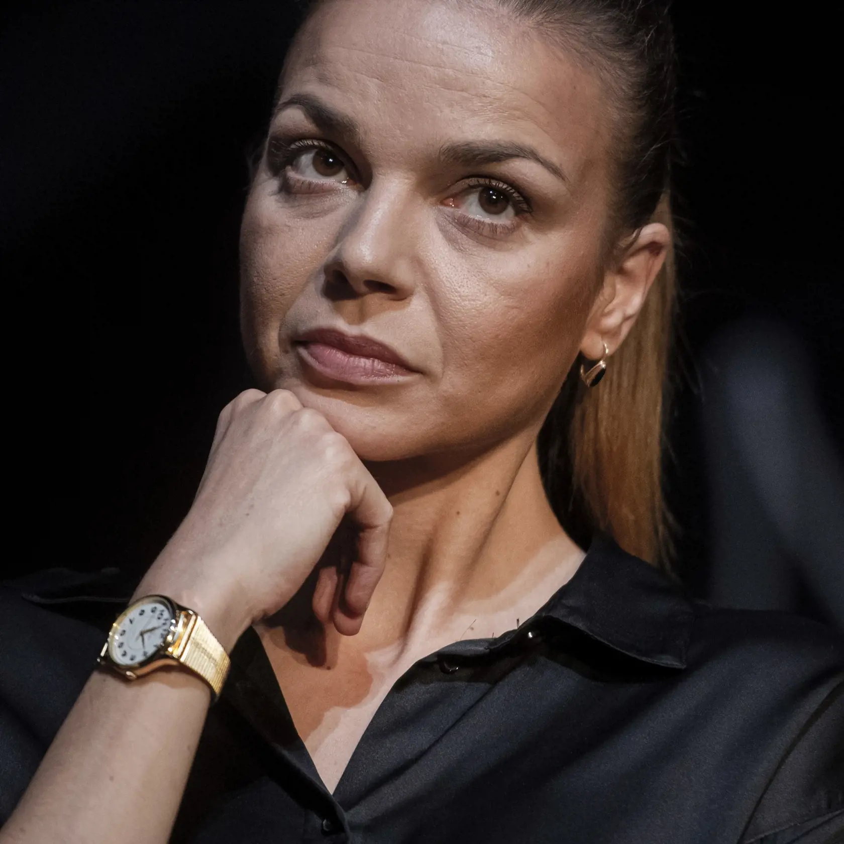Na snímke herečka Petra Vajdová počas tlačovej konferencie k pripravovanej premiére inscenácie Davida Mameta Glengarry Glen Ross.