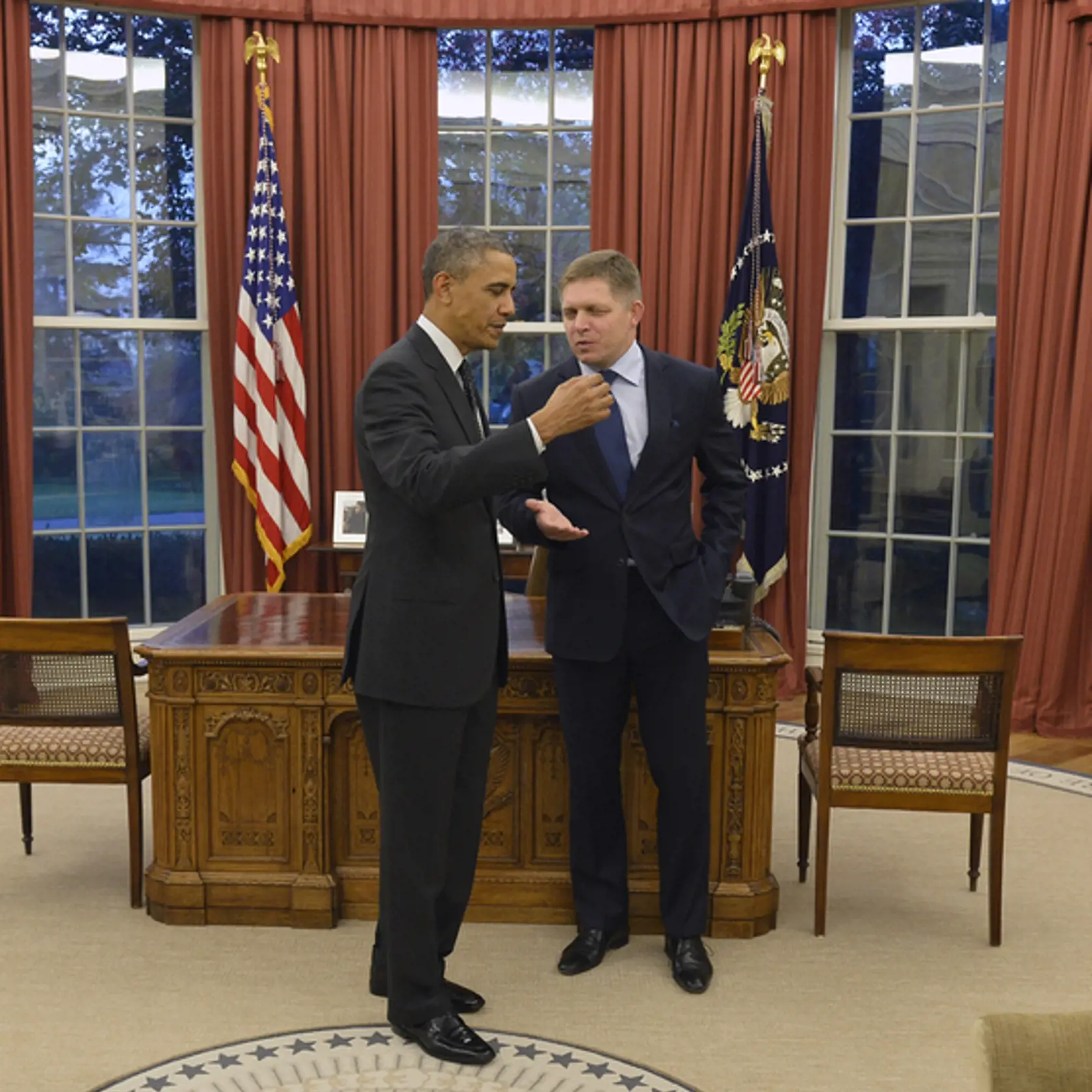 Barack Obama a Robert Fico  počas návštevy slovenského premiéra v Bielom dome.