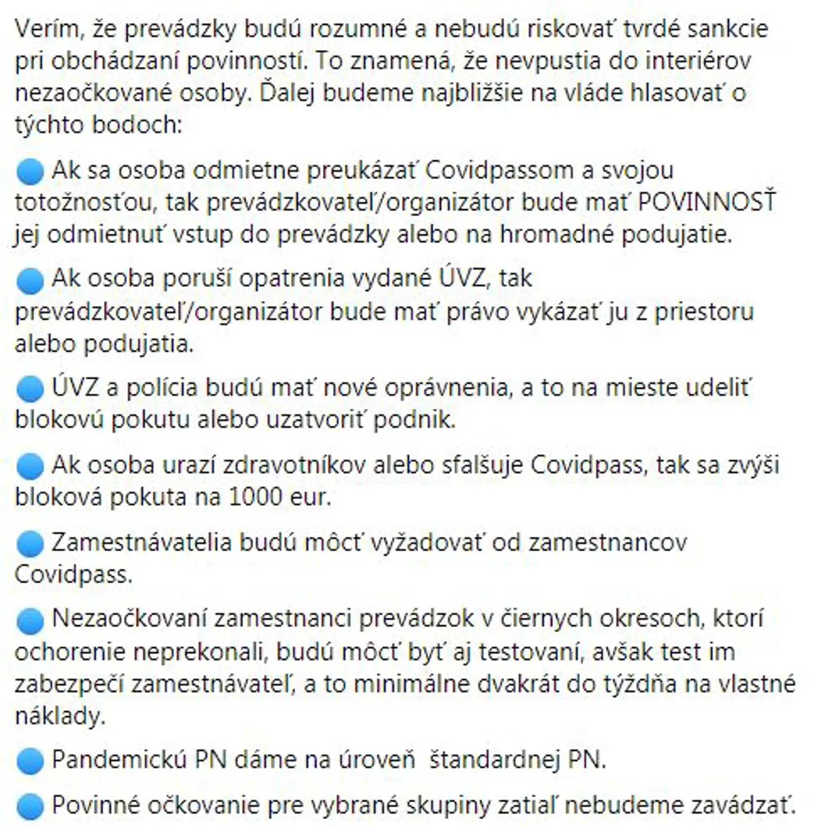 Premiér Eduard Heger zverejnil v statuse návrhy sprísnených opatrení, o ktorých budú najbližšie na vláde hlasovať,