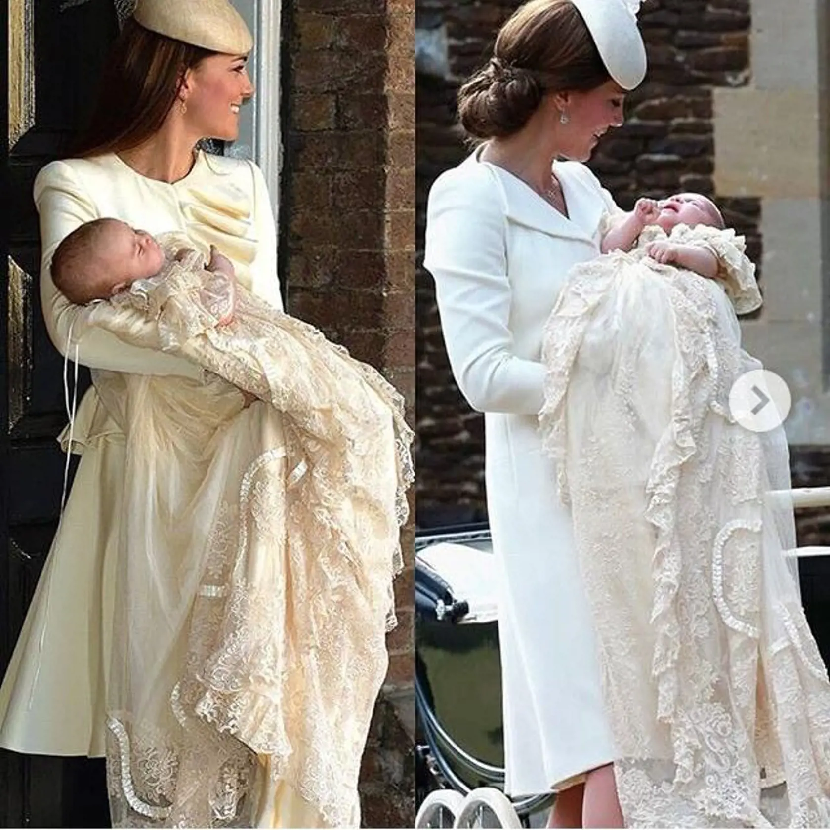 Princ George a princezná Charlotte boli pokrstení v replike krstovej košieľky, ktorú pre svoju dcéru nechala v roku 1841 vyrobiť kráľovná Viktória. 