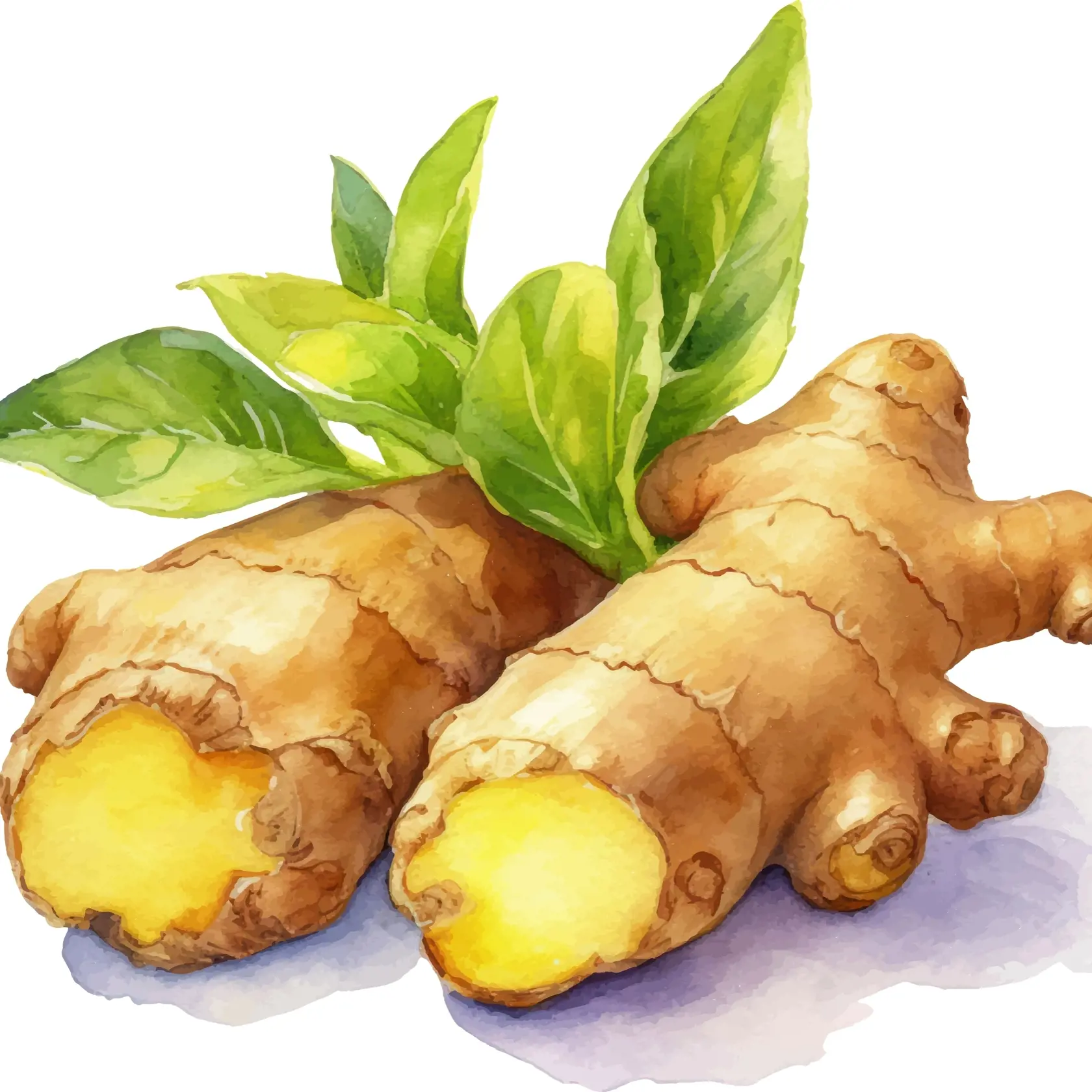 Ginger,Watercolor,Illustration.,Hand,Drawn,Underwater,Element,Design.,Artistic,Vector