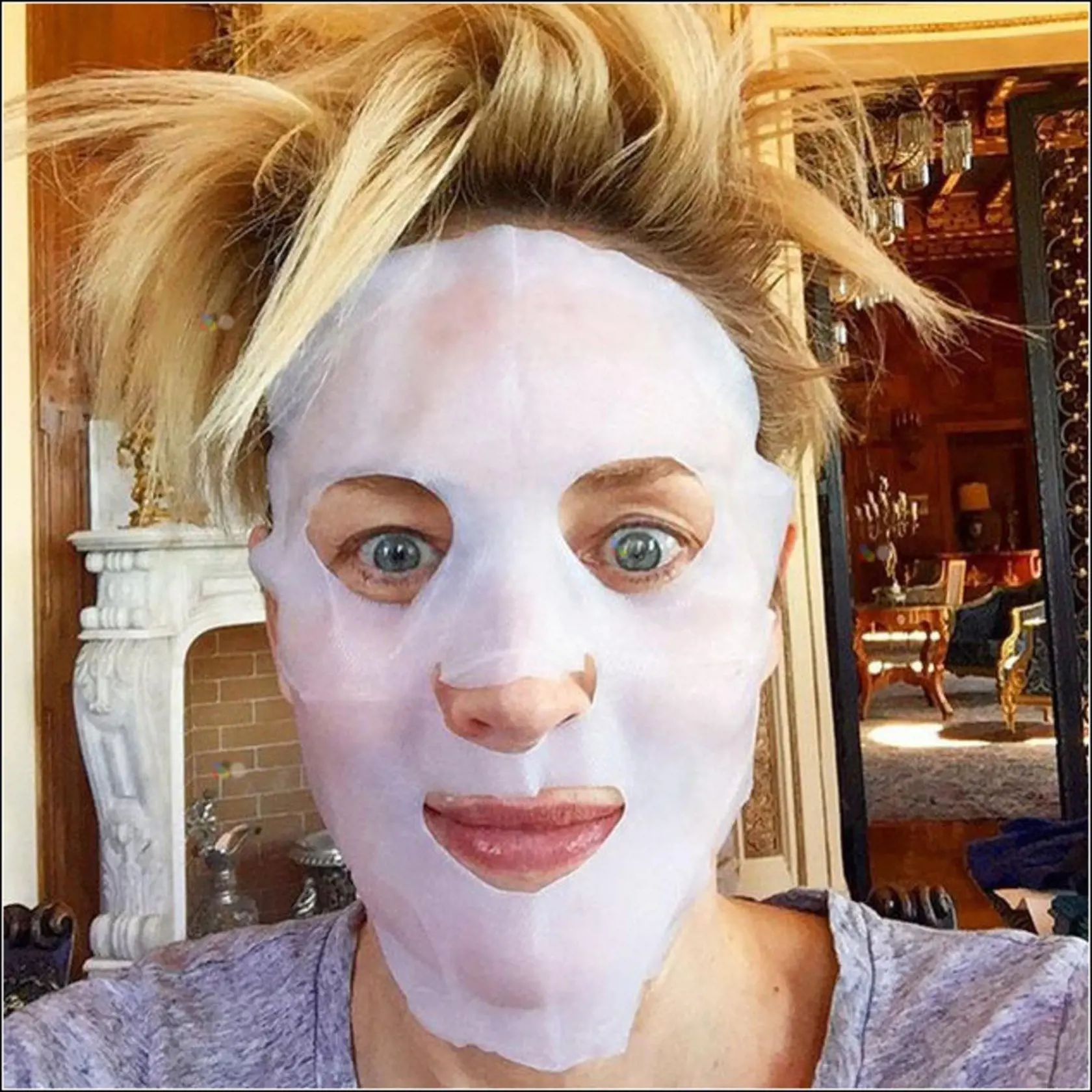 Sharon Stone: I'm not sure why but this facial mask just screams 'Clariiiice'. #setlife #SharonStone, Image: 273720537, License: Rights-managed, Restrictions: , Model Release: no, Credit line: Profimedia, Face To Face A