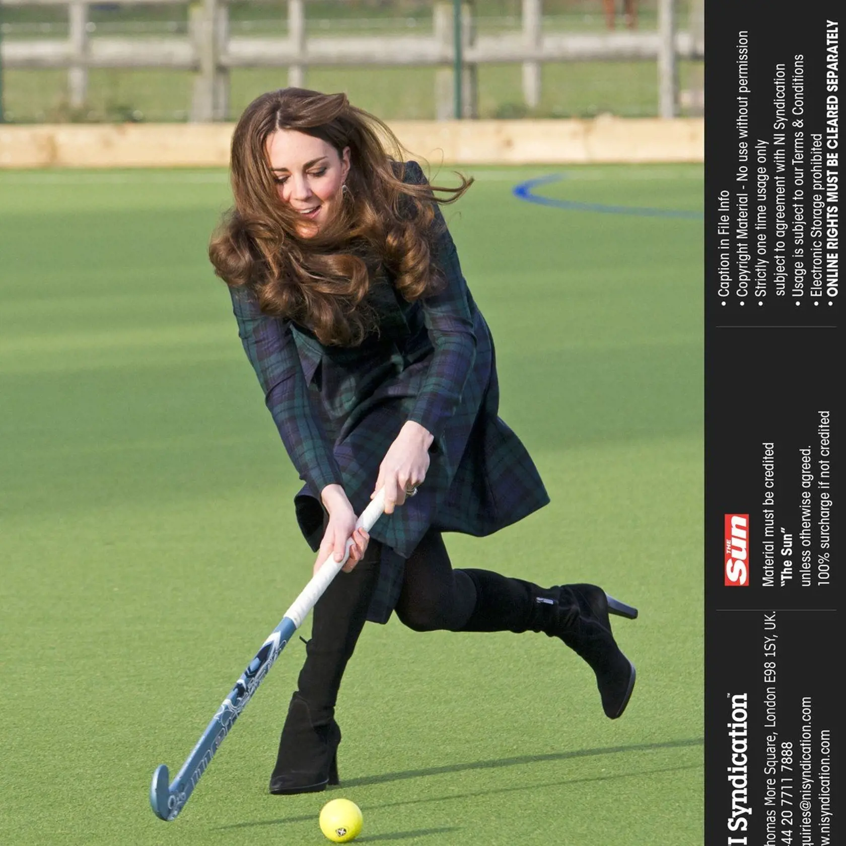 The Duchess of Cambridge at St. Andrew's School, where Her Royal Highness attended school from 1986 till 1995. The 30th November is St. Andrew's Day, and the school traditionally observes a day of activities and festivities to mark the occasion. The Duchess visited the Pre-Prep school for Under-5s. The Duchess opened a new Astroturf playing field by unveiling a plaque. The Duchess, who played hockey at St. Andrew's, used this opportunity to meet members of the school's current hockey team. The D