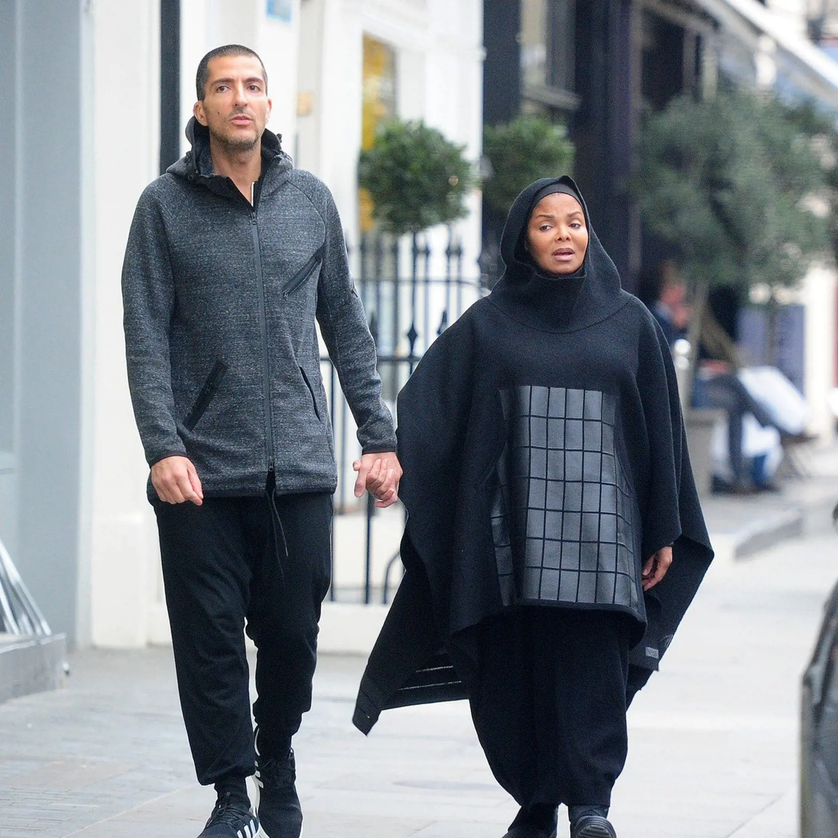 20 Oct 2016  - LONDON  - UK  *** PREMIUM EXCLUSIVE - MUST CALL FOR PRICING *** - WEB EMBARGO UNTIL 14.00 23RD OCTOBER ** ** DO NOT USE UNLESS FEE AGREED **  A HEAVILY PREGNANT JANET JACKSON AND HER HUSBAND WISSAM AL MANNA MAKE THEIR FIRST APPEARANCE IN PUBLIC TOGETHER SINCE ANNOUNCING HER PREGNANCY .JANET SEEMED TO BE ADOPTING HER HUSBANDS CULTURE WEARING WHAT SEEMED TO BE A HIJAB . JANET AND WISSAM SEEMED VERY LOVED UP AS THEY HELD HANDS FOR THE MAJORITY OF THEIR ROMANTIC STROLL TOGETHER . JANE