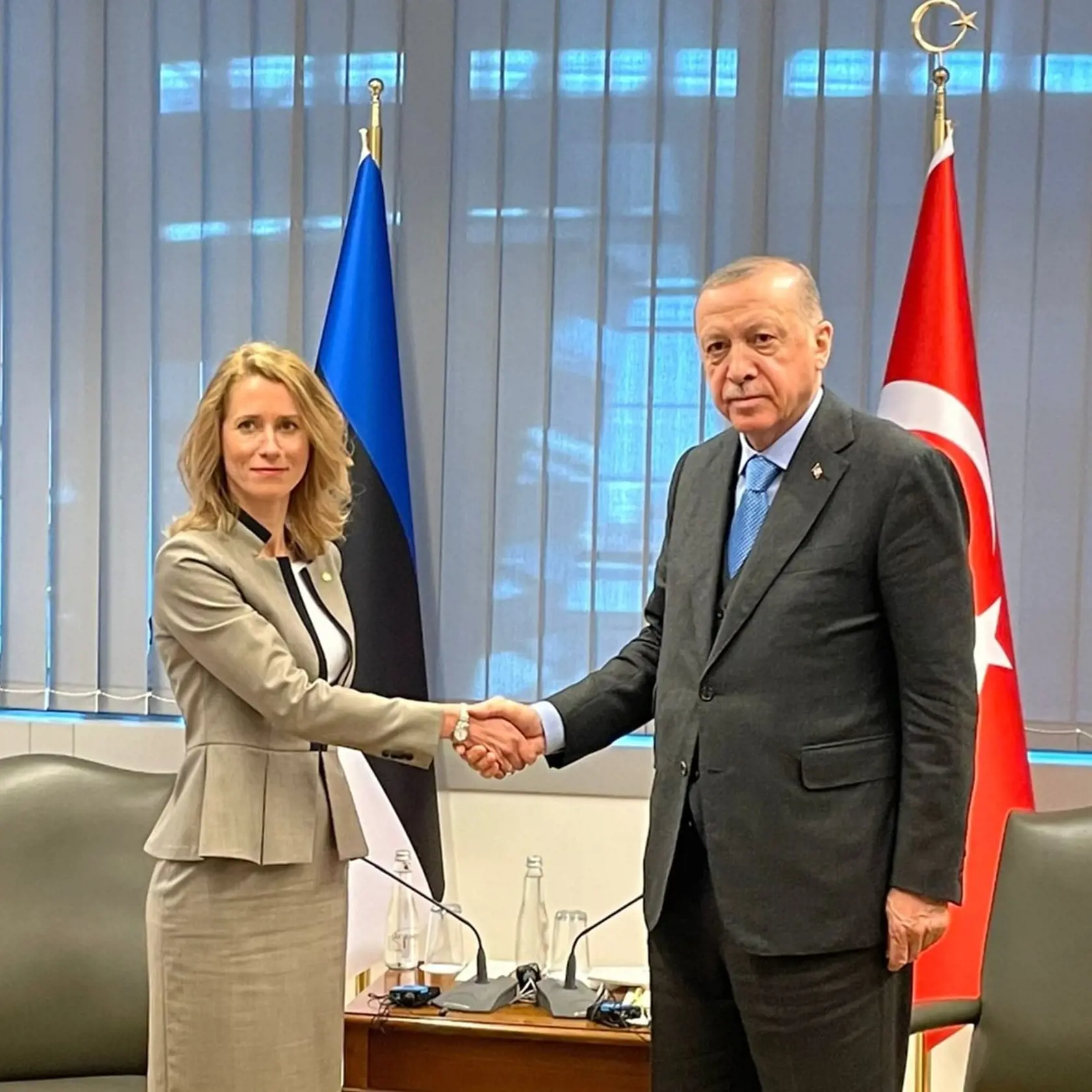 Estónska premiérka Kaja Kallas s tureckým prezidentom Recepom Tayyipom Erdoğanom