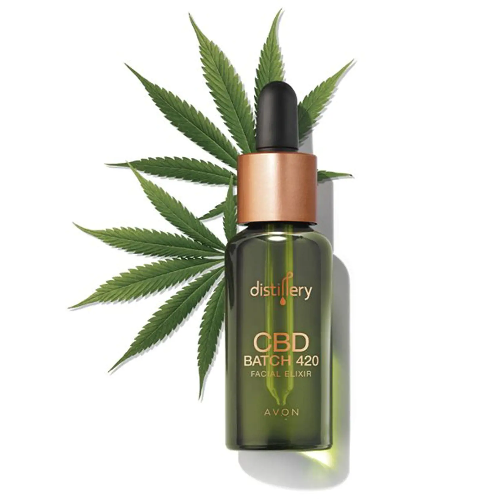 Pleťový elixír CBD Distillery doplnený o čistý olej z konopných semien a 112 mg kanabidiolu pleť upokojí a pomáha jej zbaviť sa stresu, Avon, 40 €