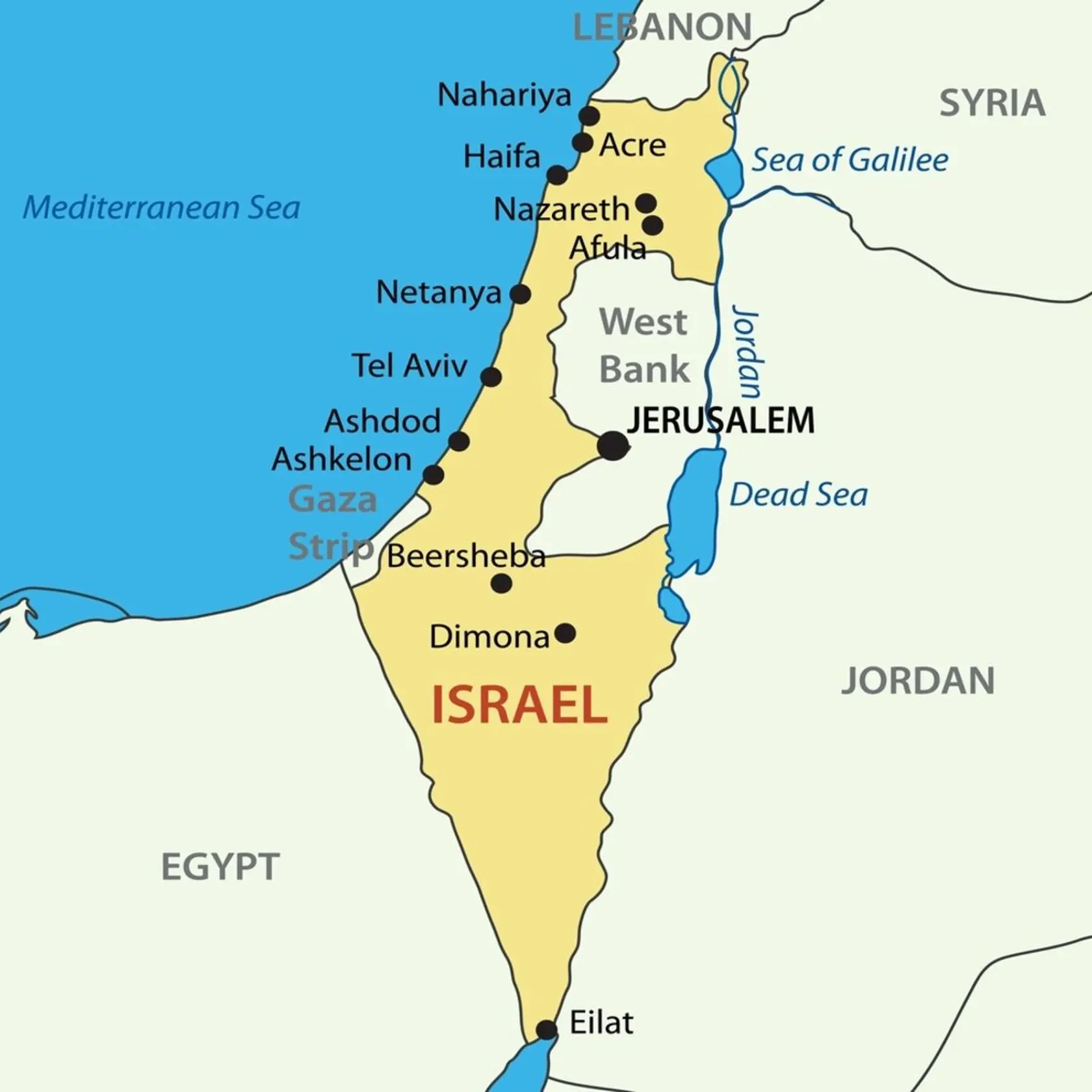 Mapa, kde sa nachádza Jeruzalem