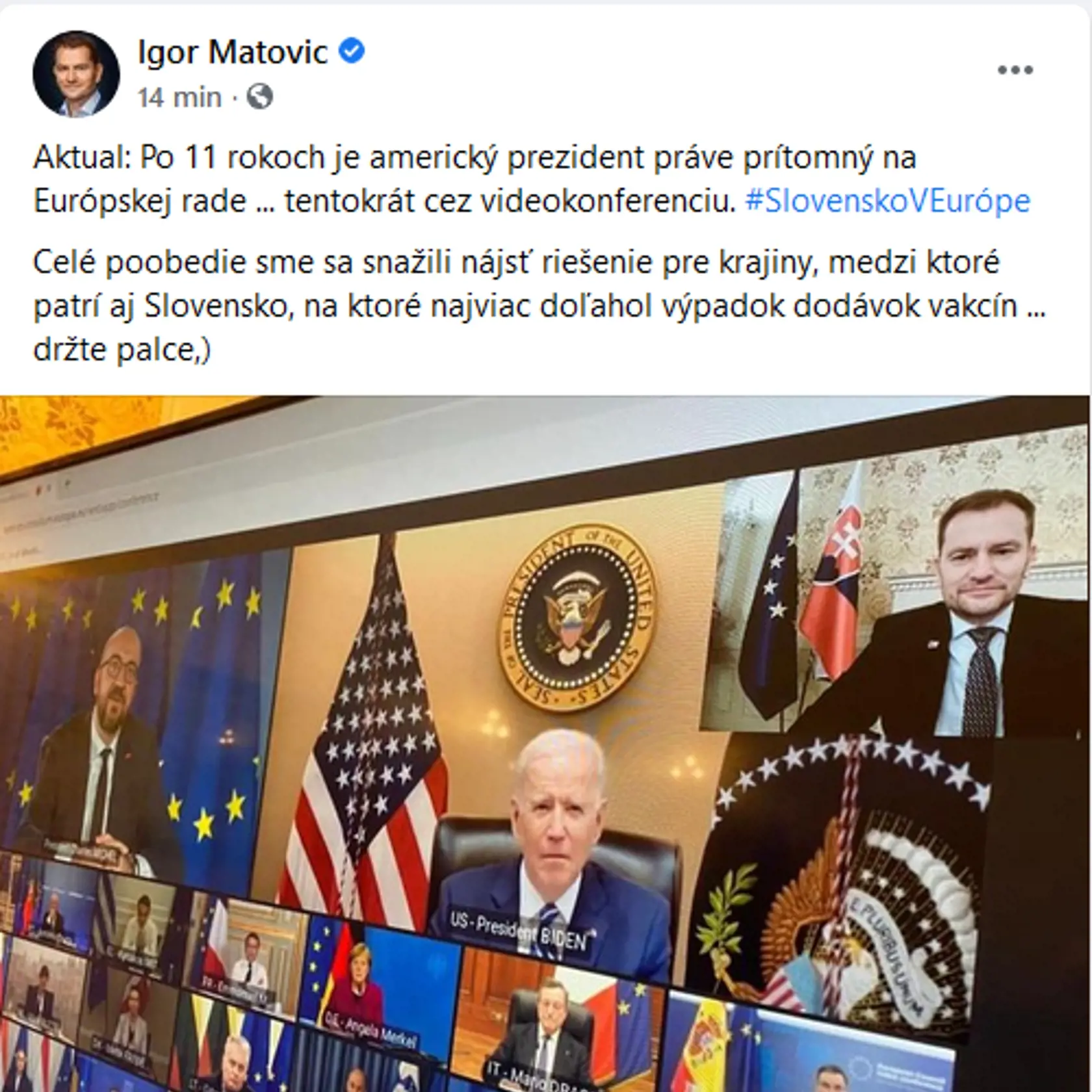 Facebookový status premiéra Igora Matoviča