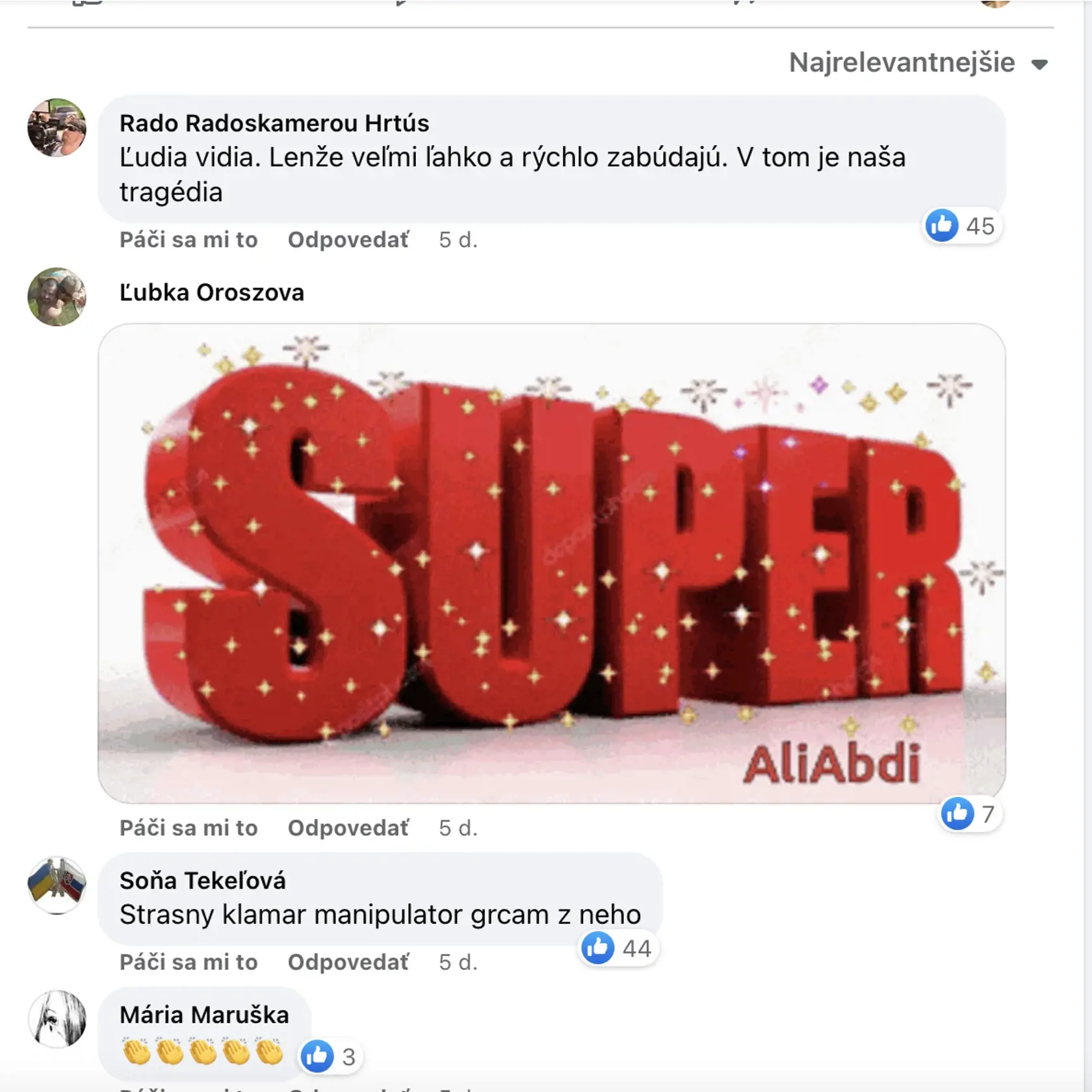 Reakcie diskutujúcich pod príspevkom Zlatice Kušnírovej, ktorá vyzvala Petra Pellegriniho, aby prišiel do Gregoroviec a ukáže mu hrob svojej dcéry, ktorý považuje za výsledok vládnutia Smeru, v ktorom dlhé roky pôsobil.