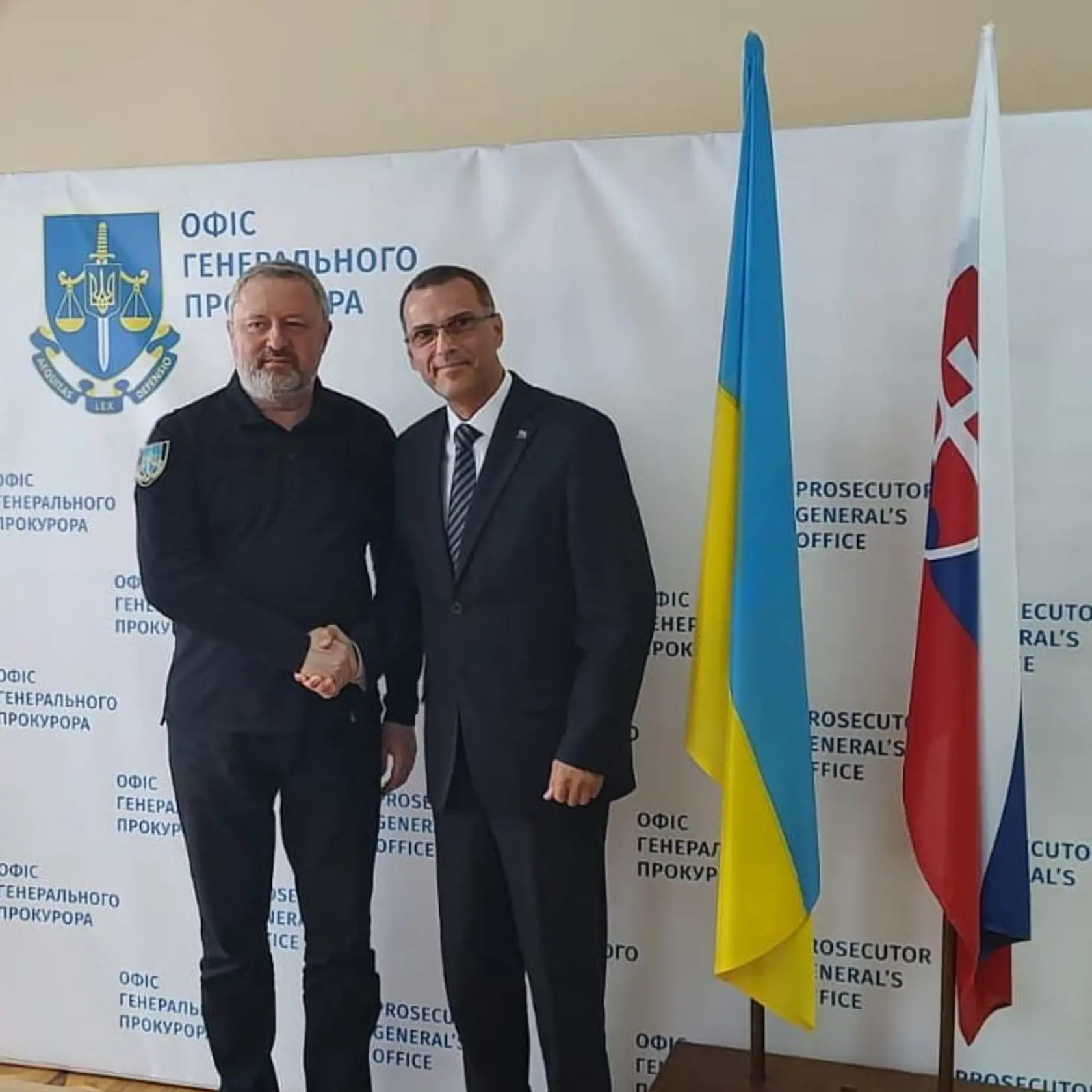 Generálny prokurátor Slovenskej republiky Maroš Žilinka po rokovaní s generálnym prokurátorom Ukrajiny Andrijom Kostinom v Užhorode.
