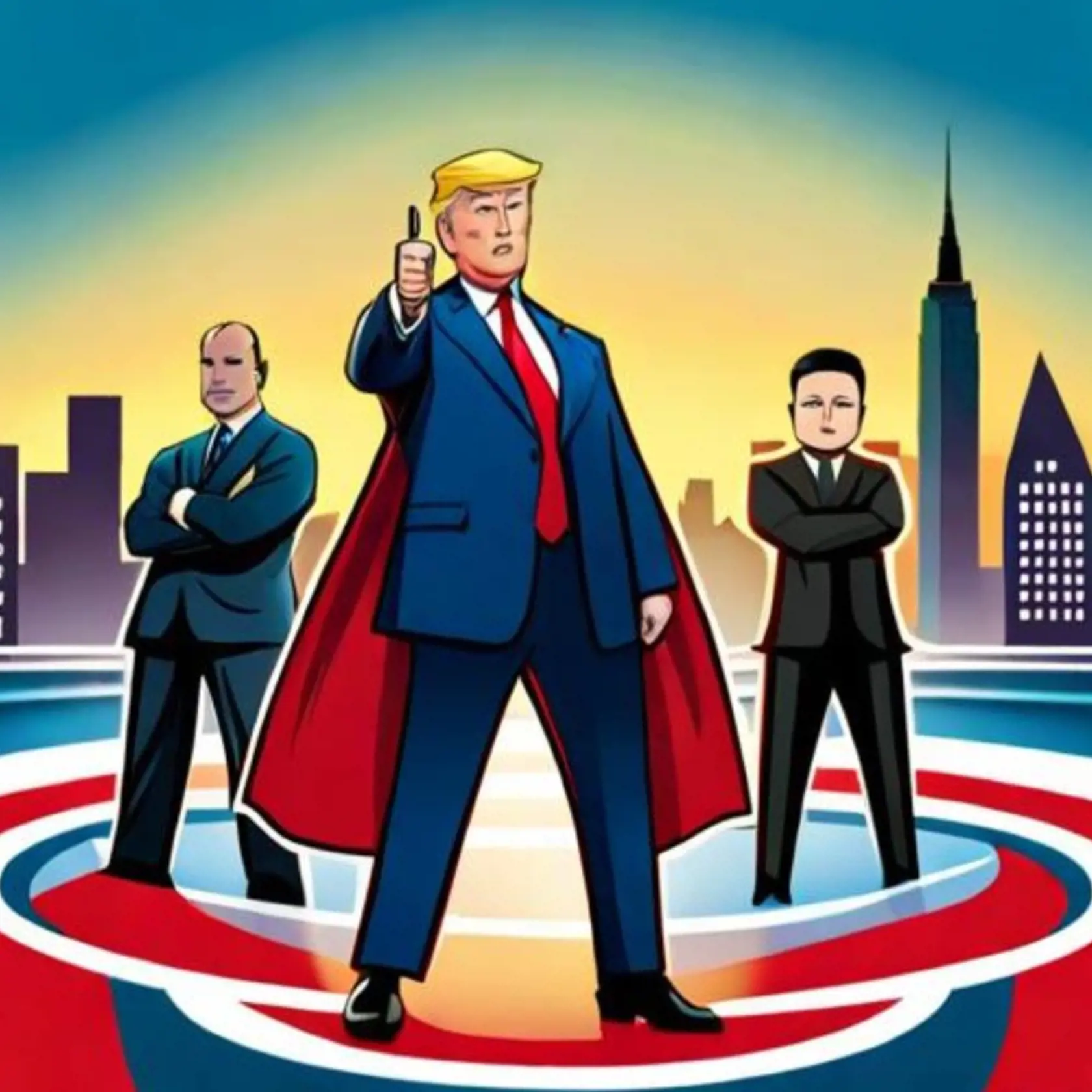 Superman Donald Trump v kreslenej podobe.