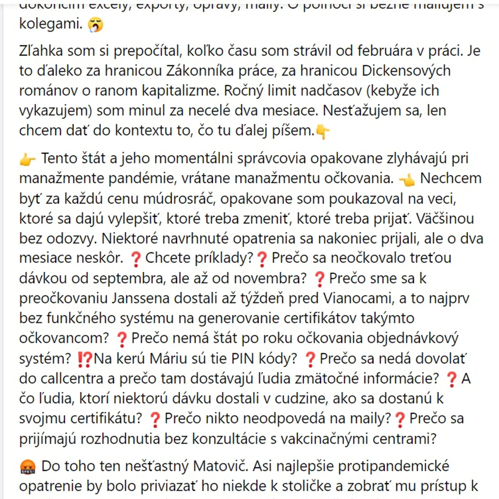 Lekár Tomáš Szalay skritizoval vládu a Igora Matoviča za riadenie pandémie
