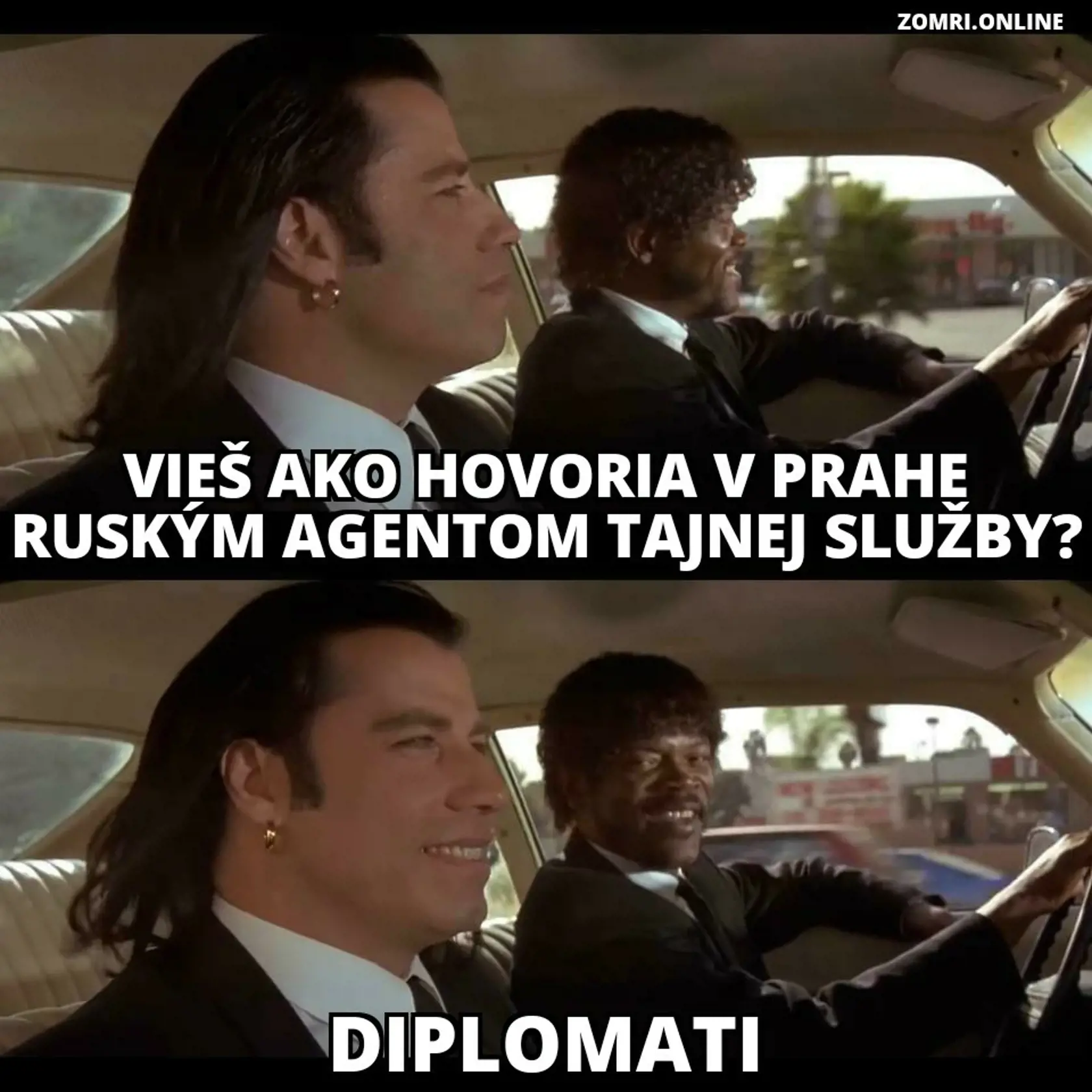 Humoristi použili na opis situácie v Českej republike kultový film Pulp Fiction. V ňom sa Vincent (John Travolta) pýta Julesa (Samuel L. Jackson), či vie ako sa vo Francúzsku hovorí "štvrťlibráku so syrom". Potom mu povie, že "Roayal sýr". Česko teraz vyhostilo 18 ruských diplomatov, kvôli výbuchu z roku 2014, v ktorom vraj boli Rusi zapletení.