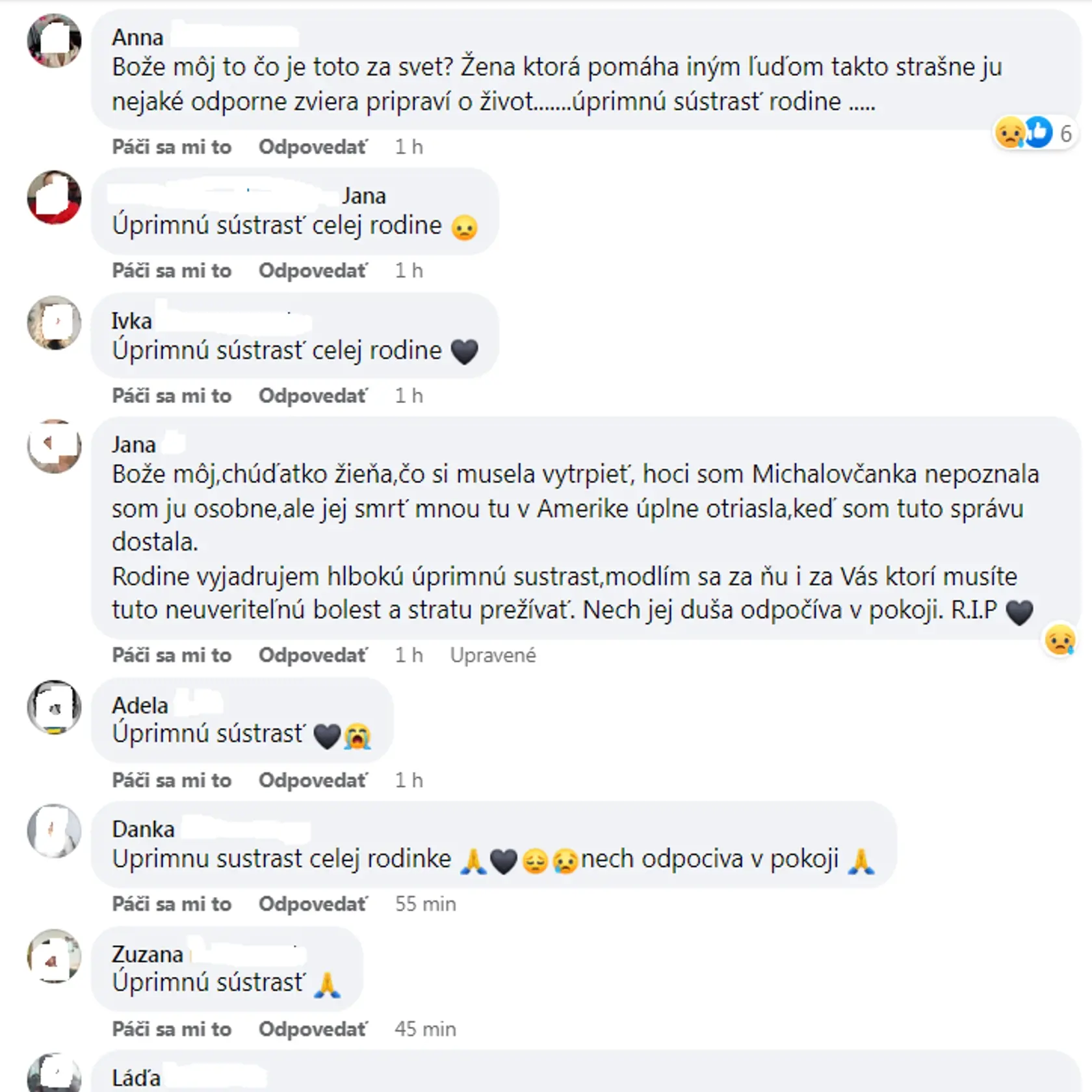 Okrem vyslovenia sústrasti pozostalým mnohí vyjadrovali svoje pocity z tragickej udalosti, ktorá šokovala metropolu Zemplína.