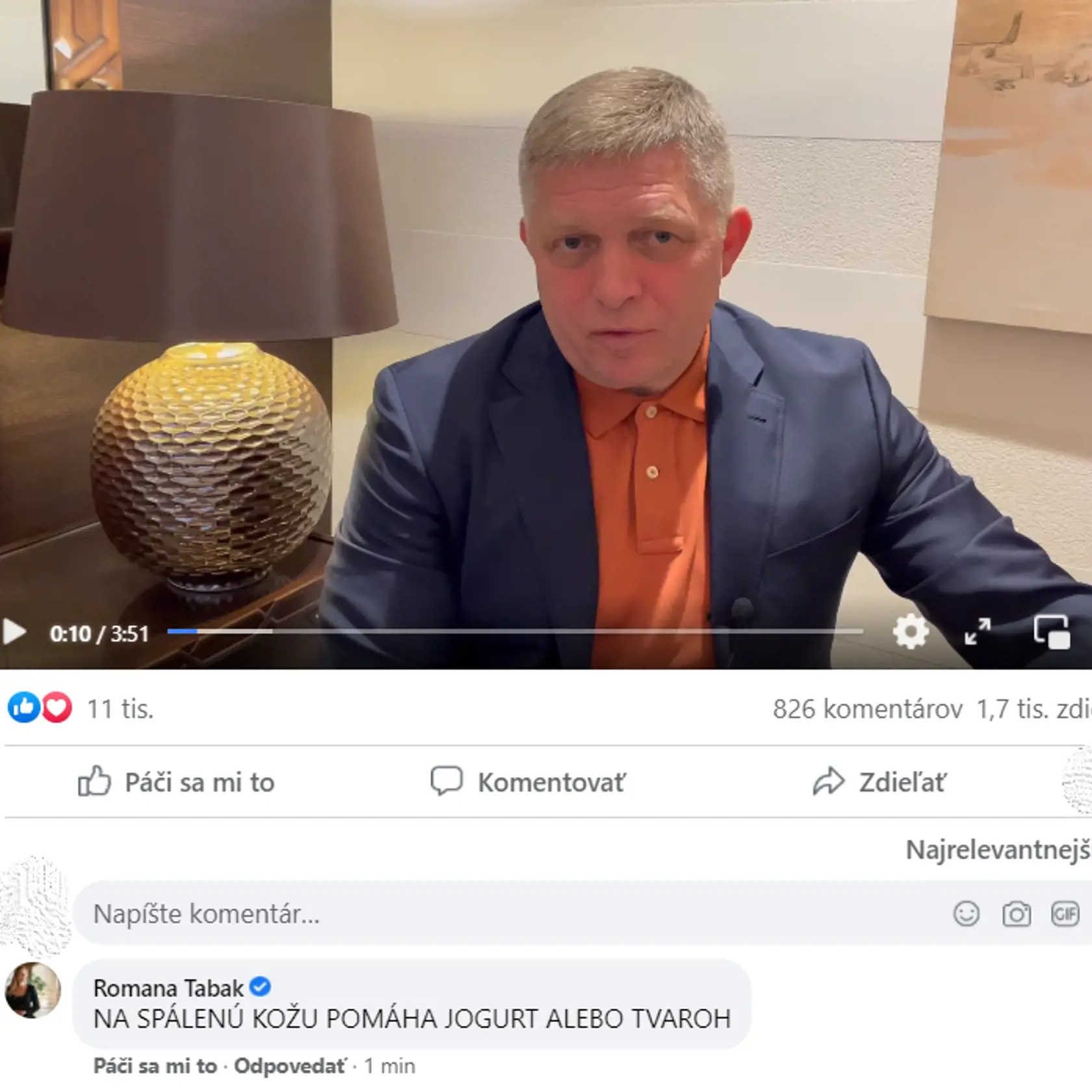 Poslankyňa za OĽaNO Romana Tabák reaguje na dovolenku Fica v Jordánsku.