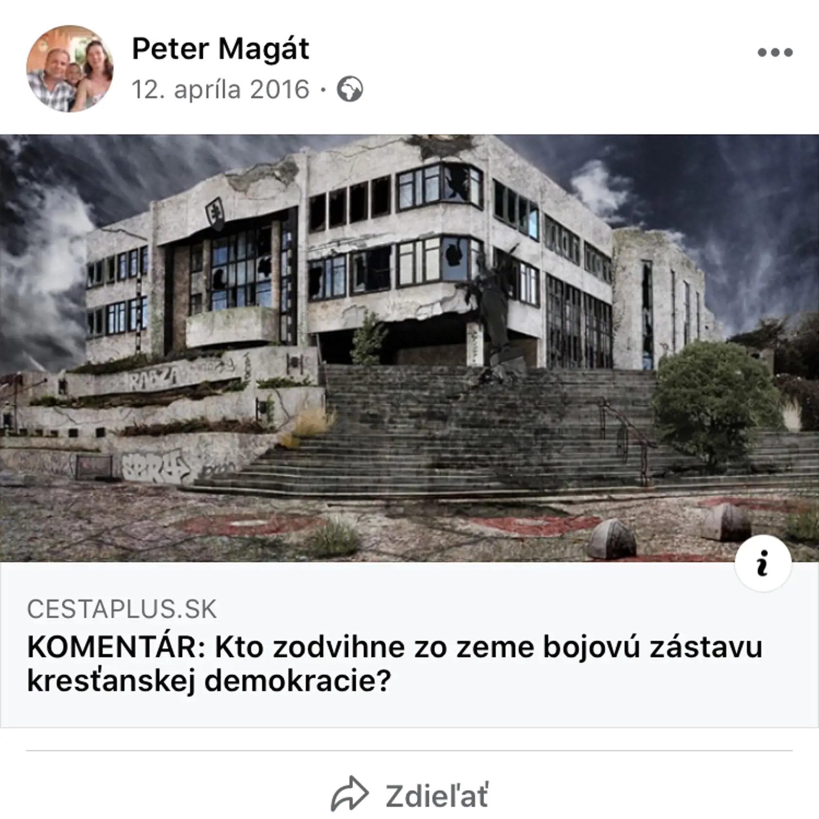 Príspevky Petra Magáta na profile na sociálnej sieti