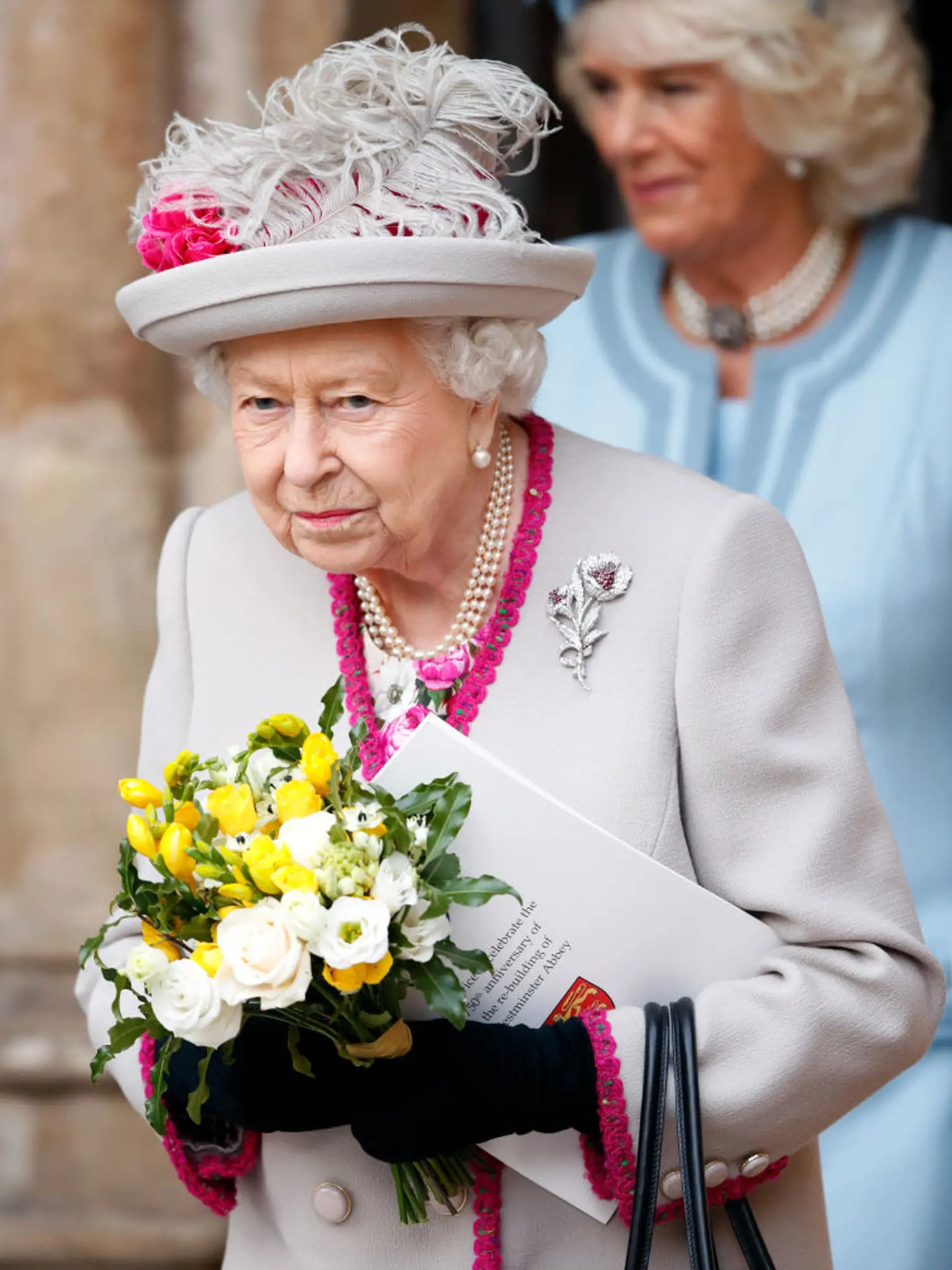 LONDON, UNITED KINGDOM - OCTOBER 15: (EMBARGOED FOR PUBLICATION IN UK NEWSPAPERS UNTIL 24 HOURS AFTER CREATE DATE AND TIME) Queen Elizabeth II attends a service marking the 750th anniversary of Westminster Abbey on October 15, 2019 in London, England. The service at Westminster Abbey marks 750 years since Edward the Confessor's original church was rebuilt under the reign of King Henry III. The new Gothic Abbey was consecrated on October 13, 1269. (Photo by Max Mumby/Indigo/Getty Images)