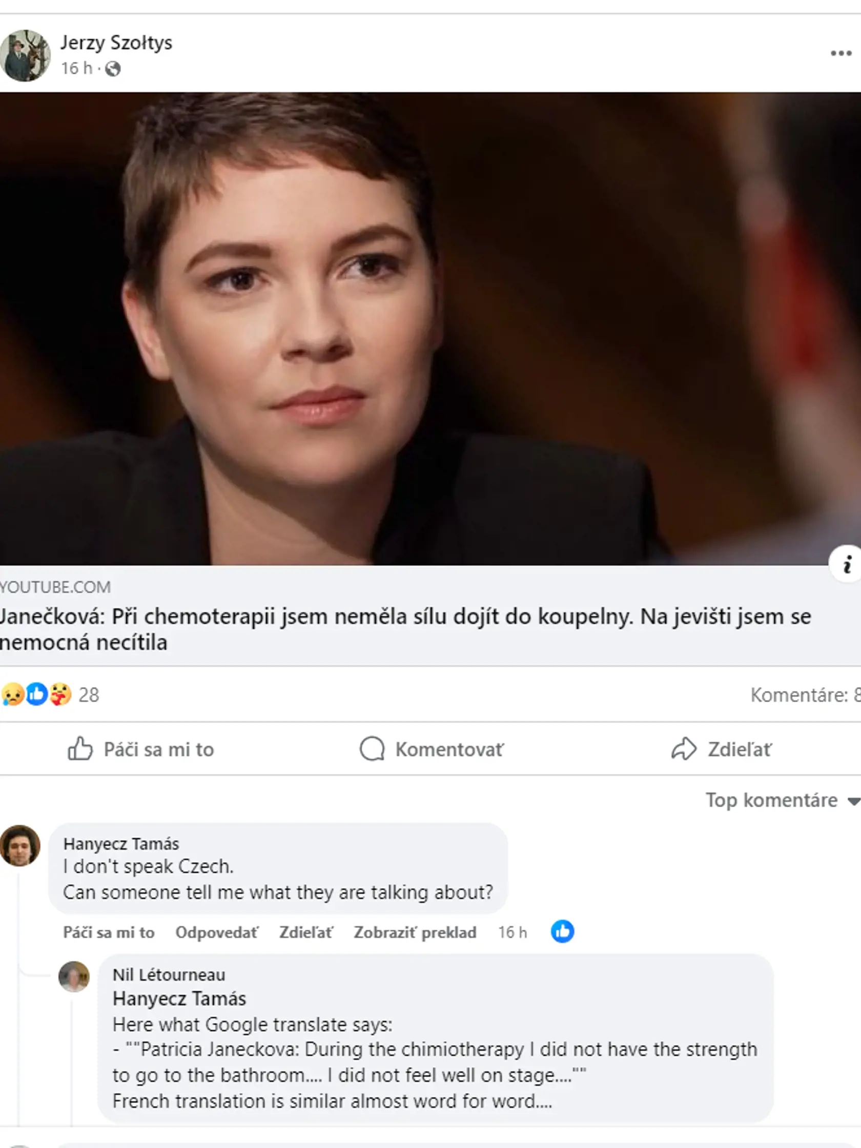 Články o Patrícii v češtine si dokonca prekladajú, aby rozumeli aj zahraniční fanúšikovia.