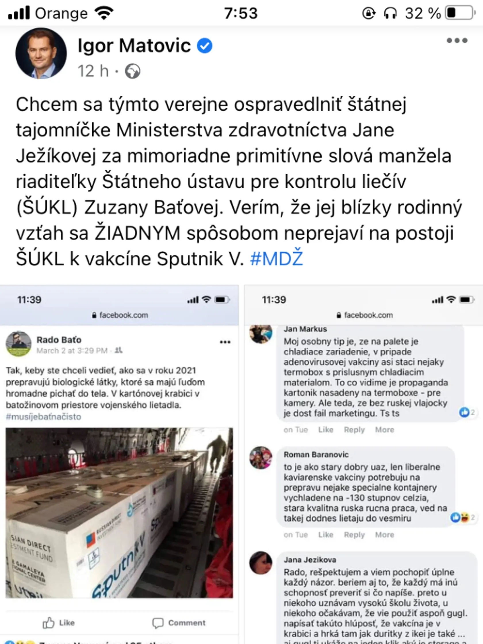 Matovič s Baťovcami v roztržke na sociálnej sieti.