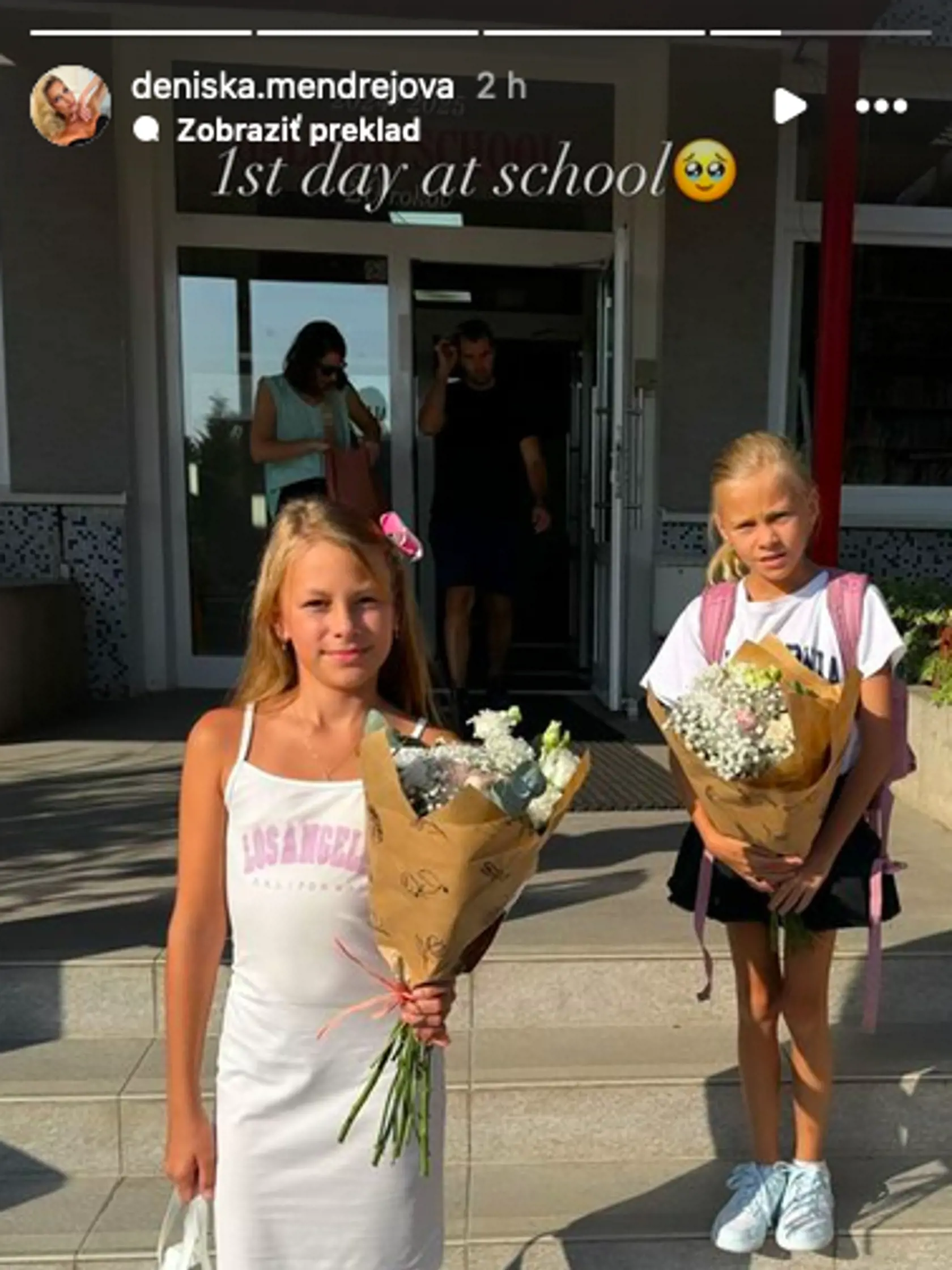 Denisa Mendrejová a prvý školský deň.