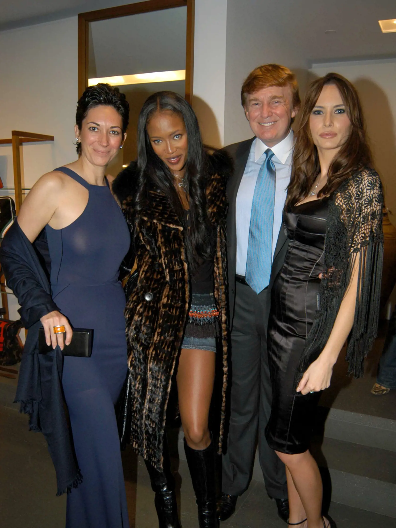 Ghislaine Maxwell, svetová modelka Naomi Campbell, Donald Trump a Melania Trump.