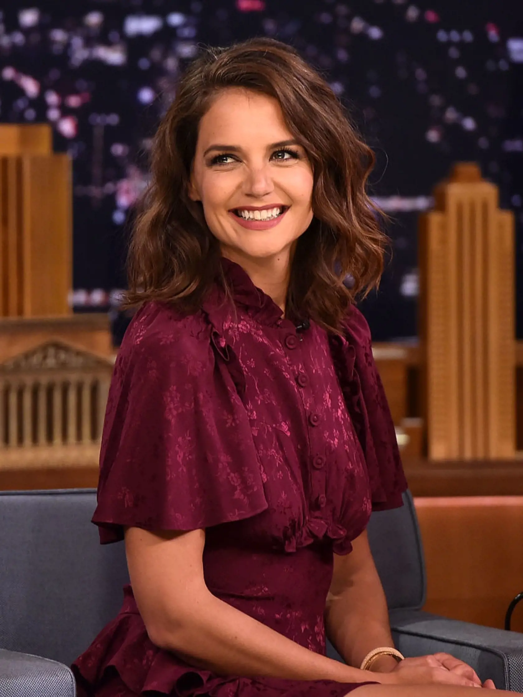NEW YORK, NY - AUGUST 16:  Katie Holmes Visits "The Tonight Show Starring Jimmy Fallon" at Rockefeller Center on August 16, 2017 in New York City.  (Photo by Theo Wargo/Getty Images for NBC)
