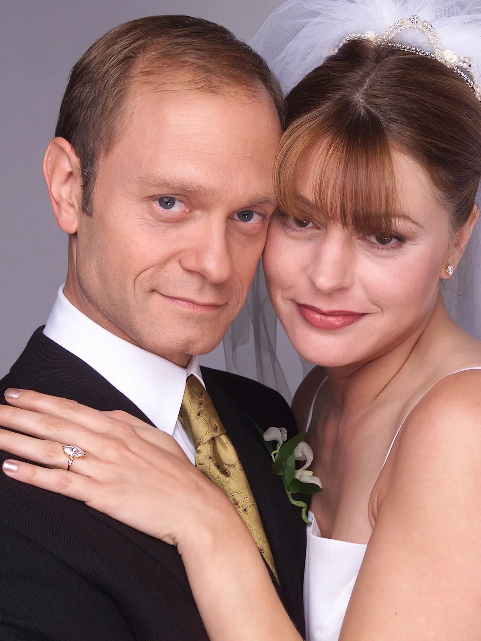 385849 01: Actors David Hyde Pierce stars as Niles Crane and Jane Leeves stars as Daphne Moon in NBC's television comedy series "Frasier." Episode: "And the Dish Ran Away With the Spoon, Part I" - In the one-hour season premiere of "Frasier," Daphne escapes her impending marriage to start a new life with Niles. (Photo by Chris Haston/NBC)